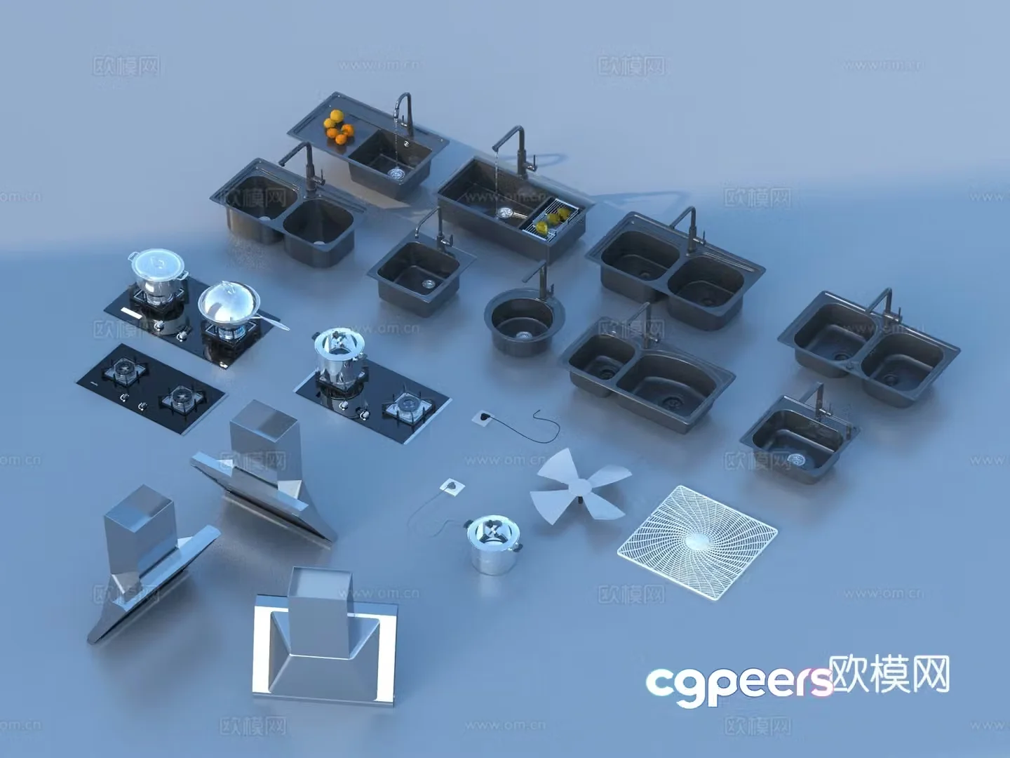 Washing basin kitchenware sketch 3d model