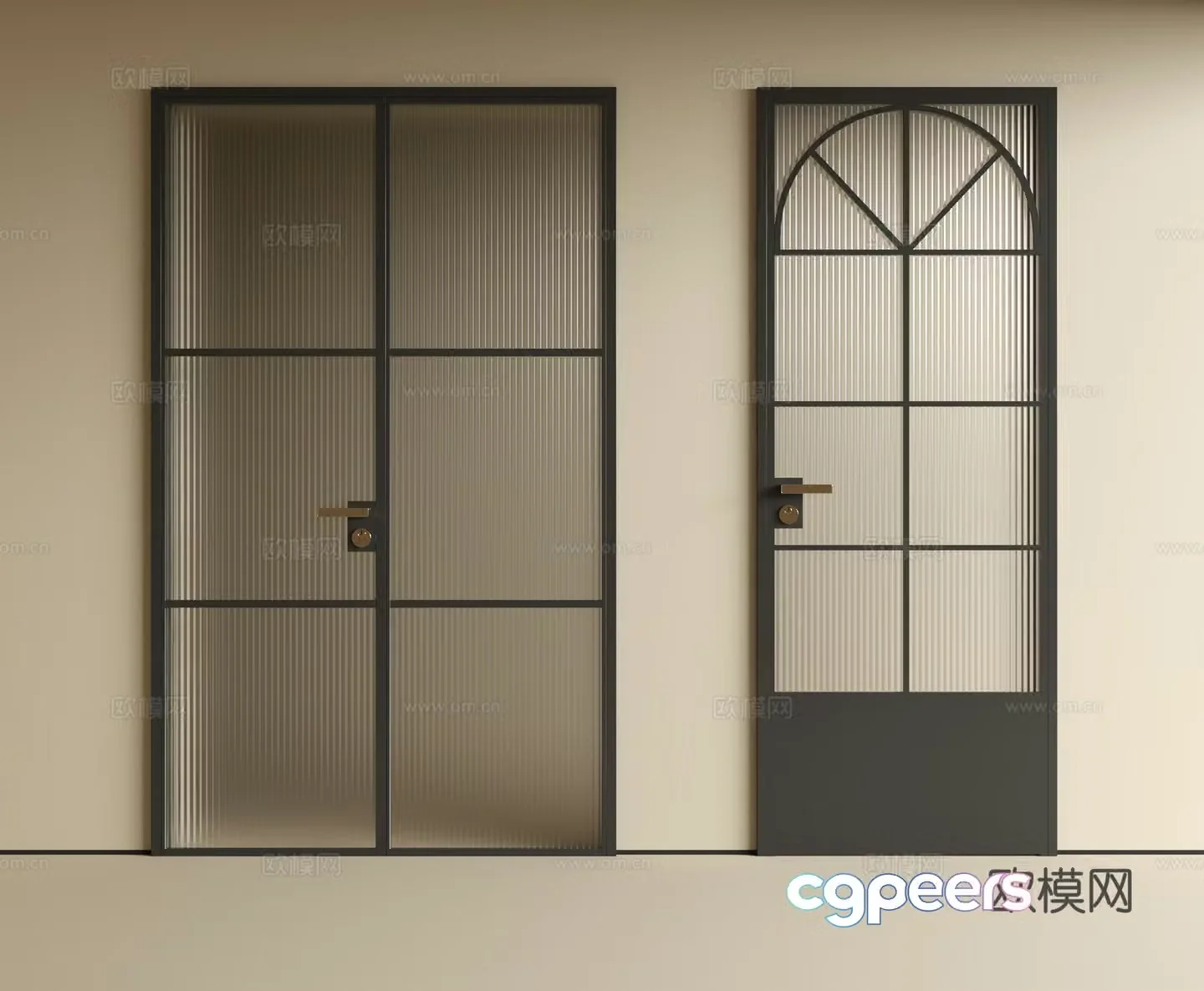 Modern minimalist glass door 3d model