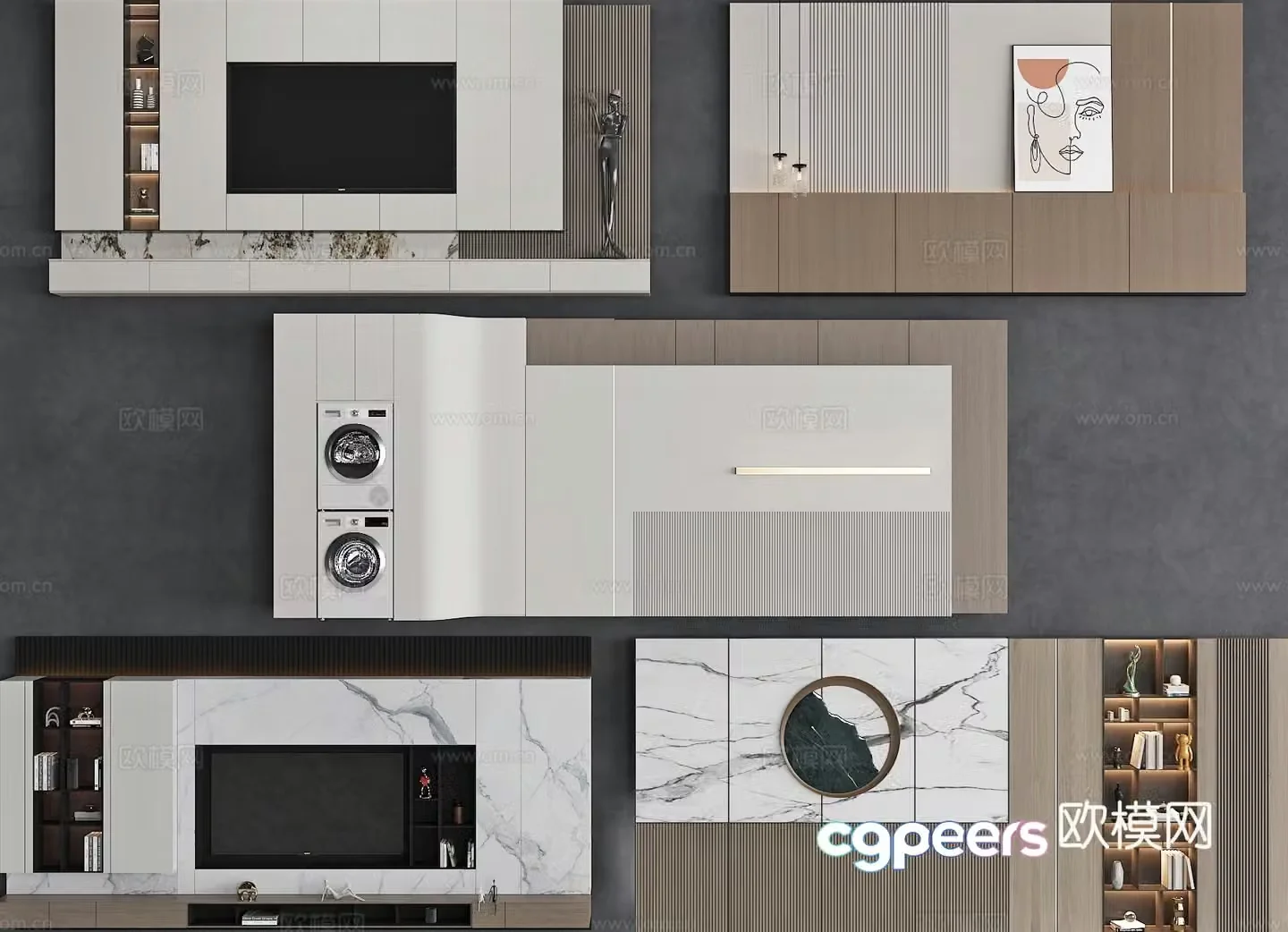 Modern sofa background bedroom background TV background wall 3d model