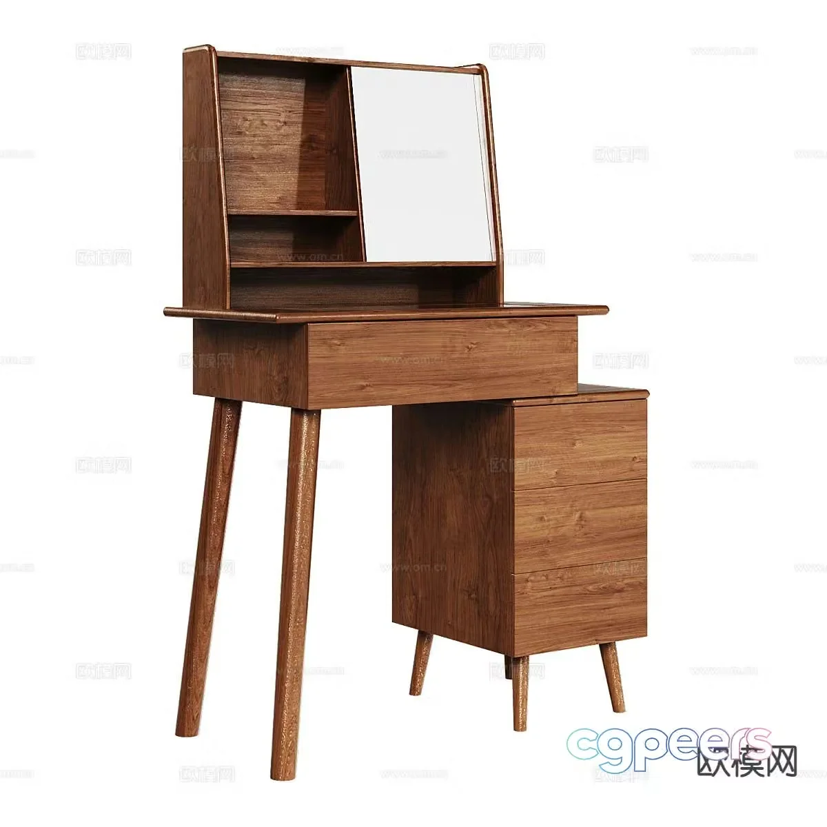 Log style dressing table 3d model