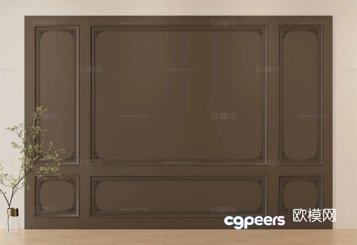 Simple European wainscot background wall 3D model