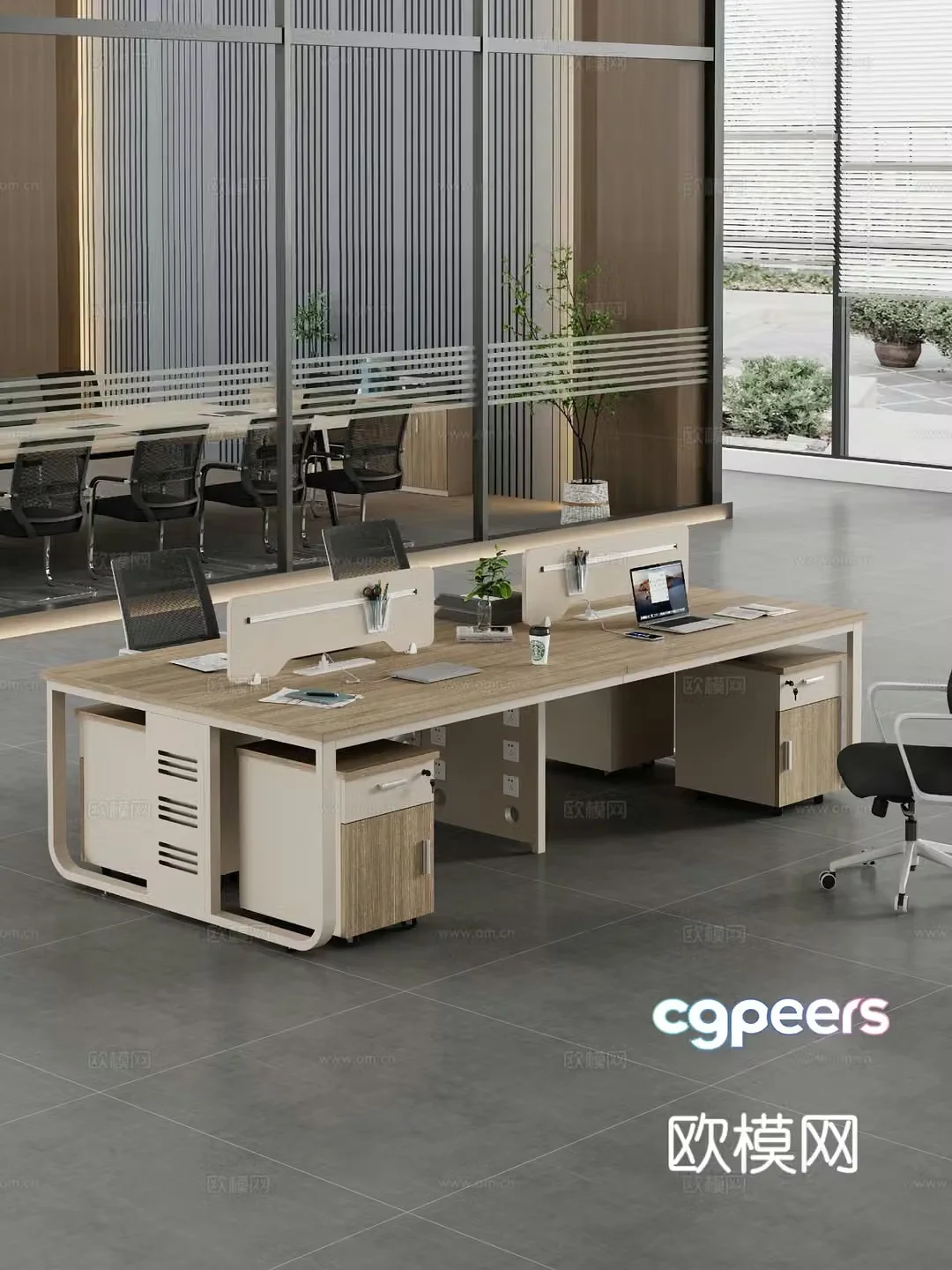 Card space desk work station post 3d model