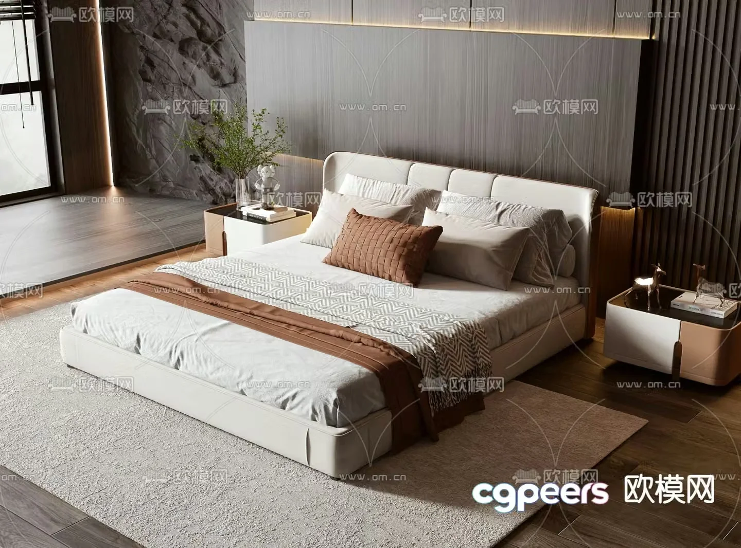 Modern double bed 3d model