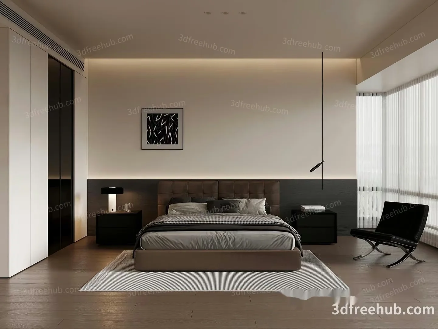 Cozy Modern Bedroom 3D Model – 23582 – VRAY Render