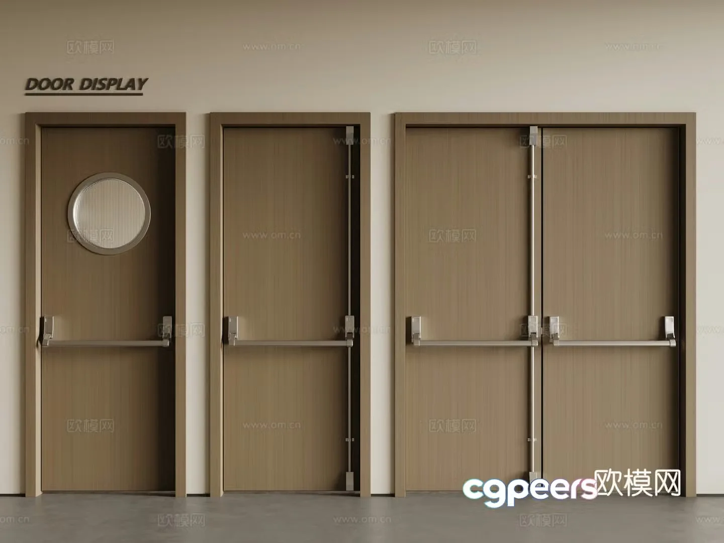 Modern fire door wooden door combination 3D model