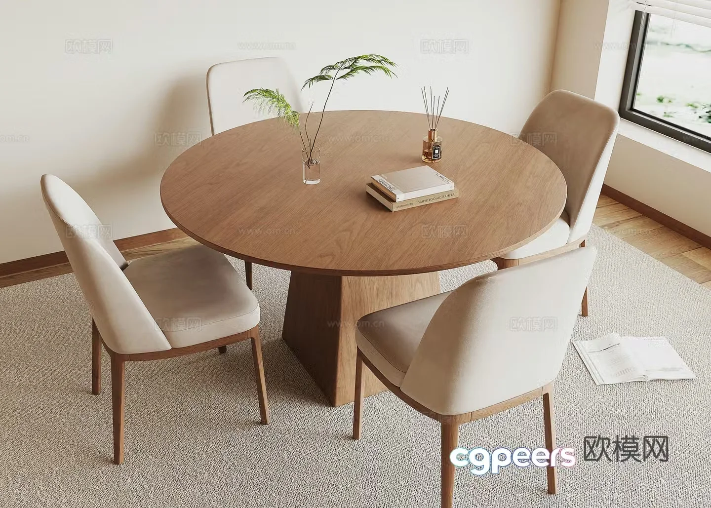 Modern dining table and chair 3d model