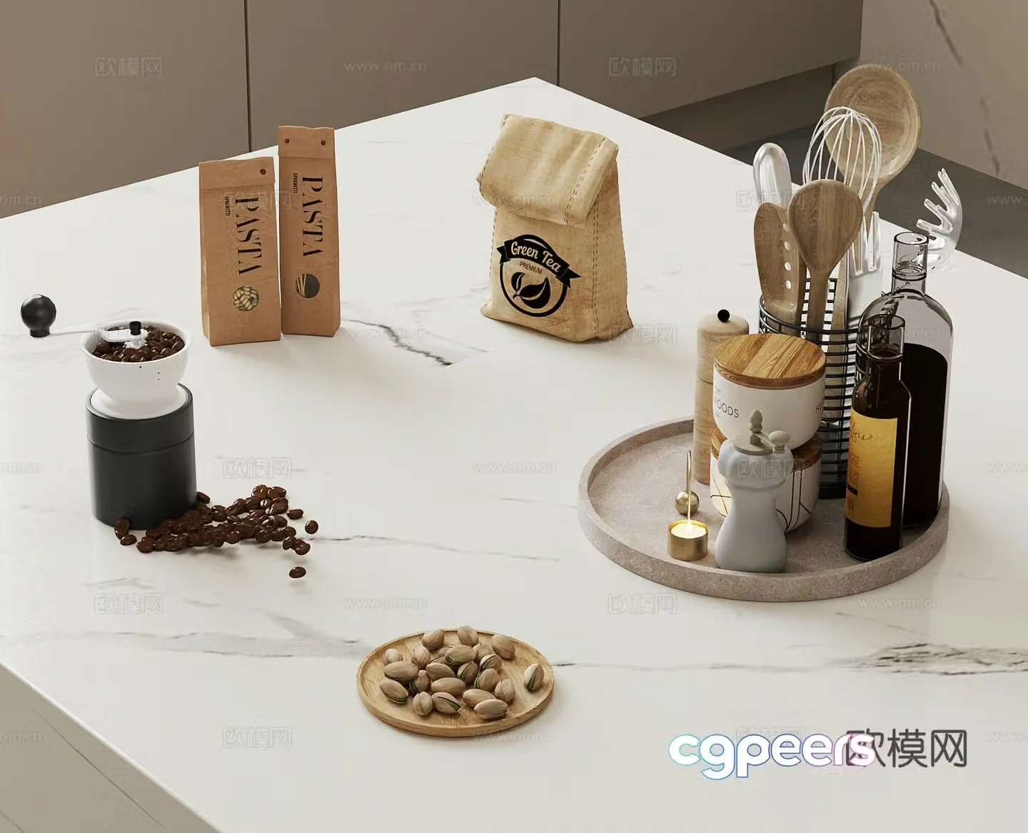 Kitchen supplies seasonings snacks kitchen utensils coffee 3d model