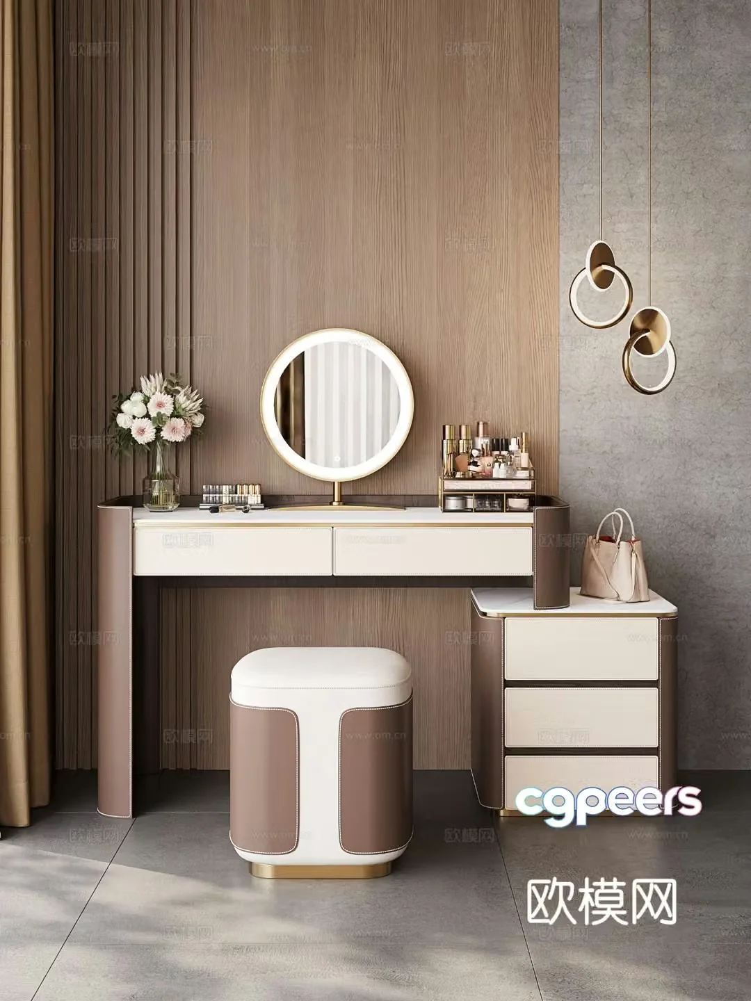 Light luxury dressing table makeup table 3d model