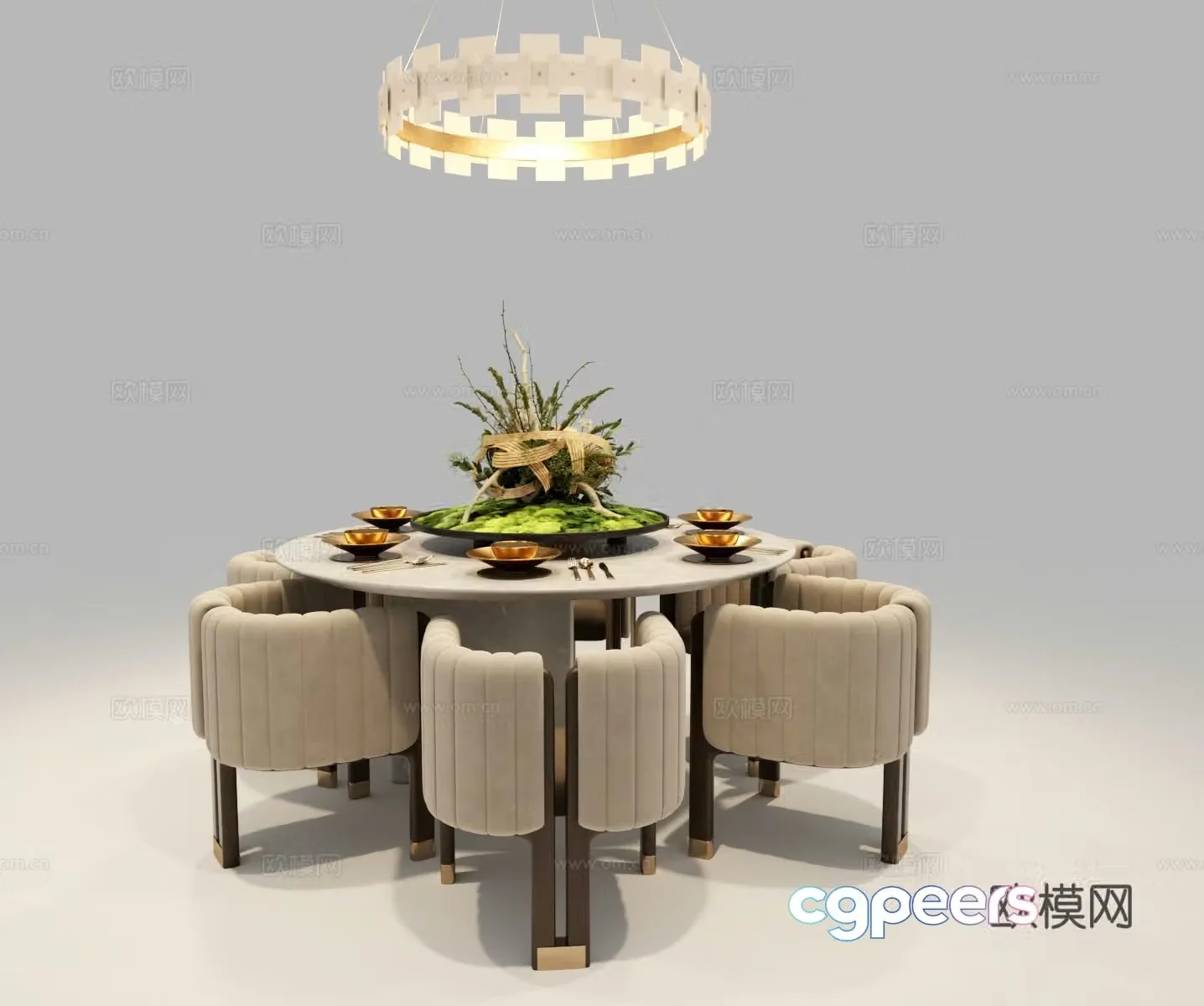 Modern light luxury dining table and chair combination 3D model