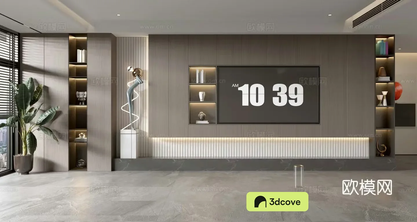 Light luxury TV background wall TV set full wall TV cabinet