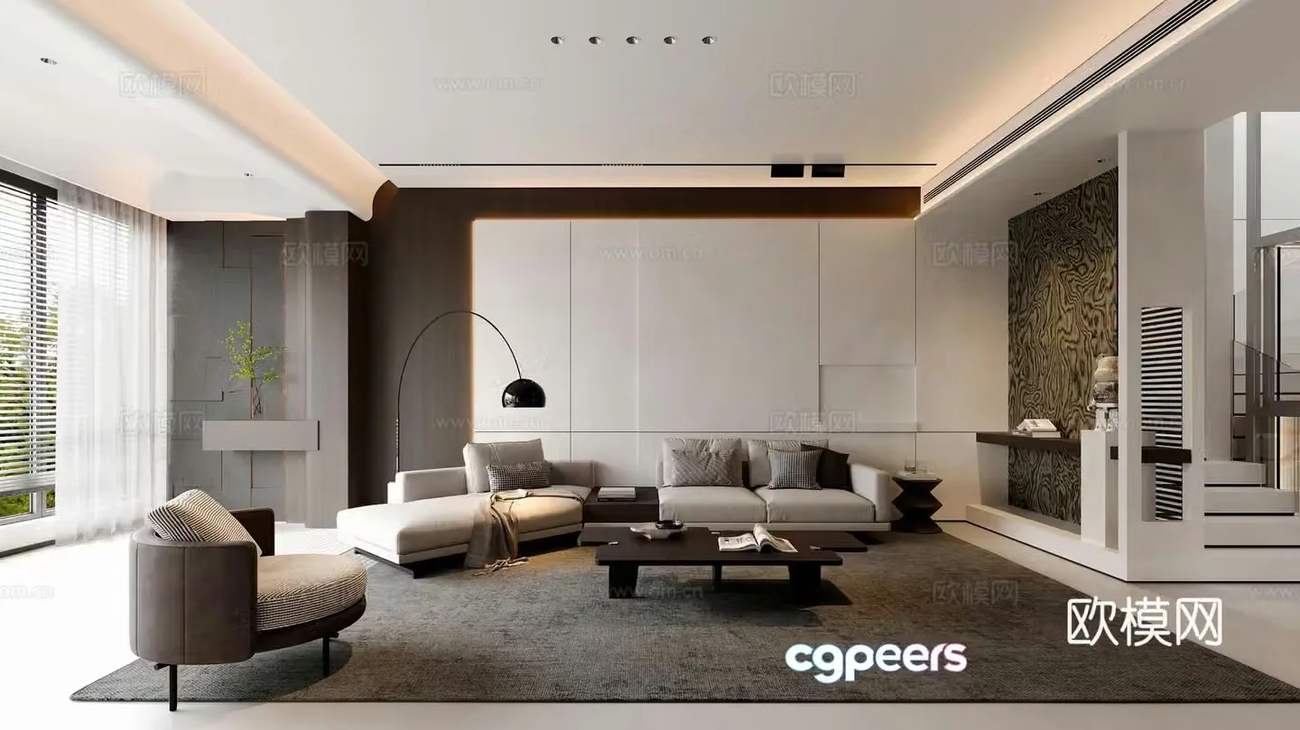 Modern living room Combination sofa Leisure chair Modern living room Light luxury Italian living room Entrance 3D model