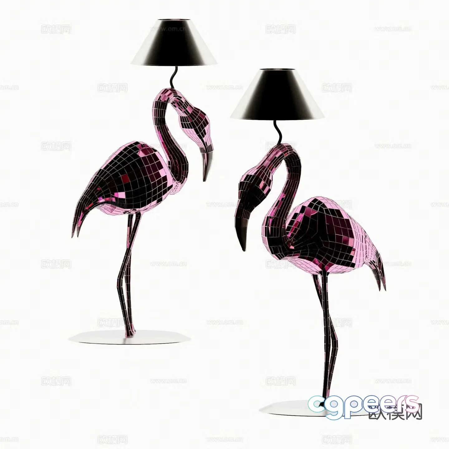 Modern metal flamingo floor lamp 3d model
