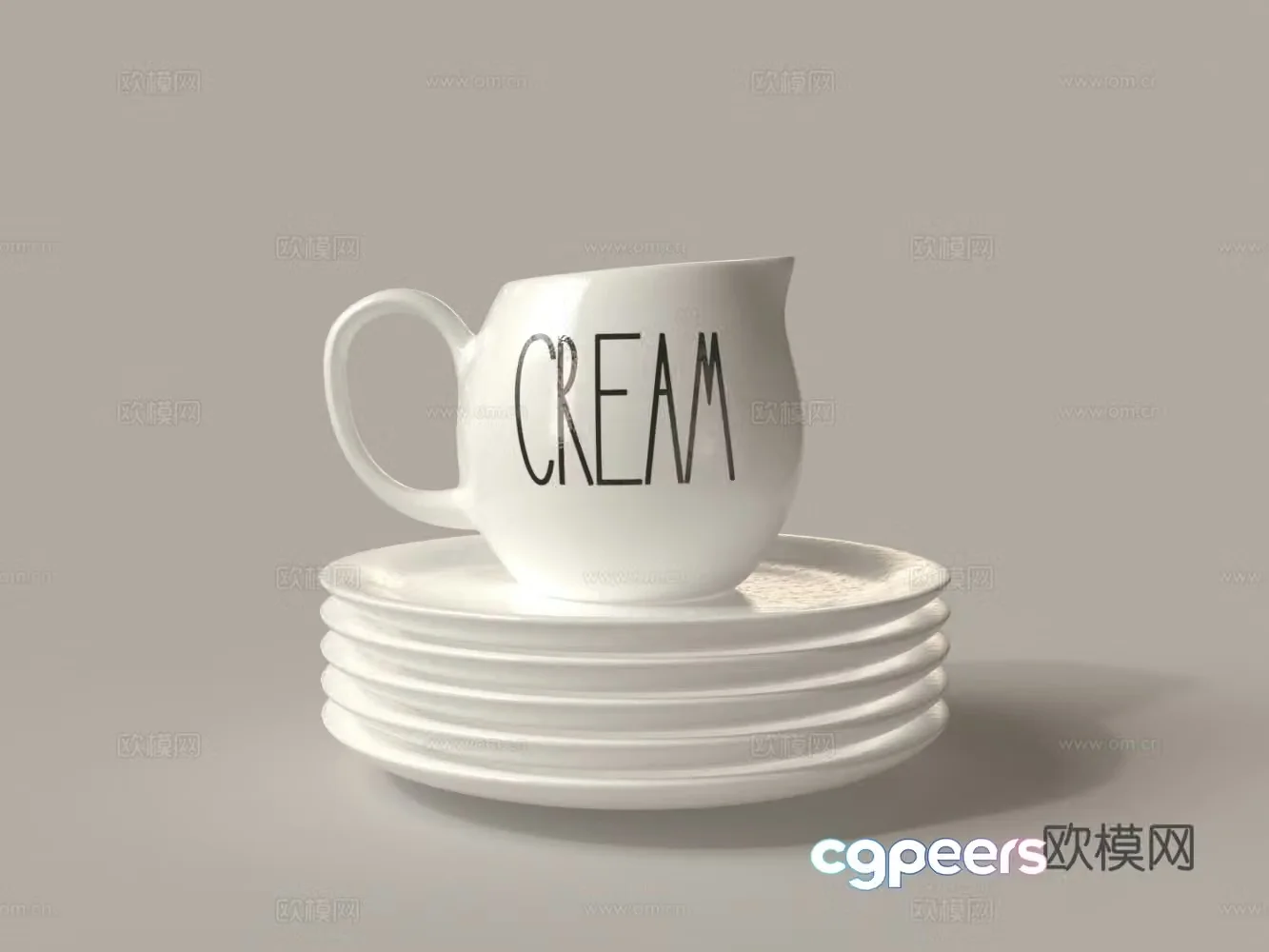 Modern white porcelain plate cup tableware 3d model