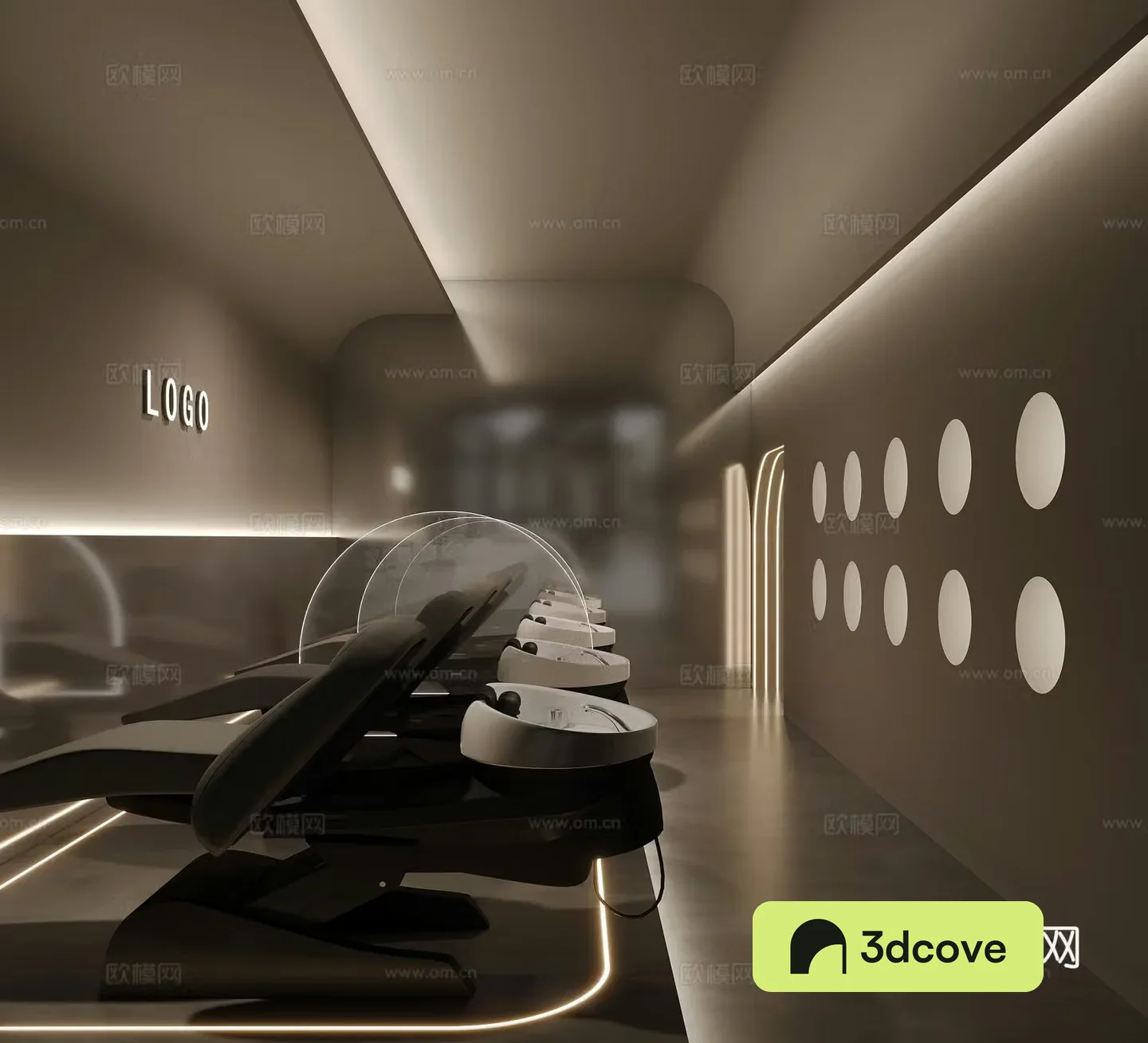 Modern 3D model of hair washing area