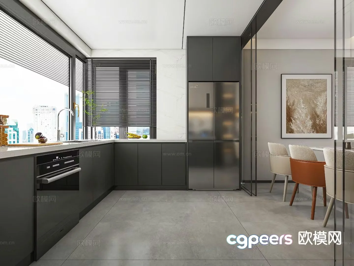 modern kitchen cabinet 3d model