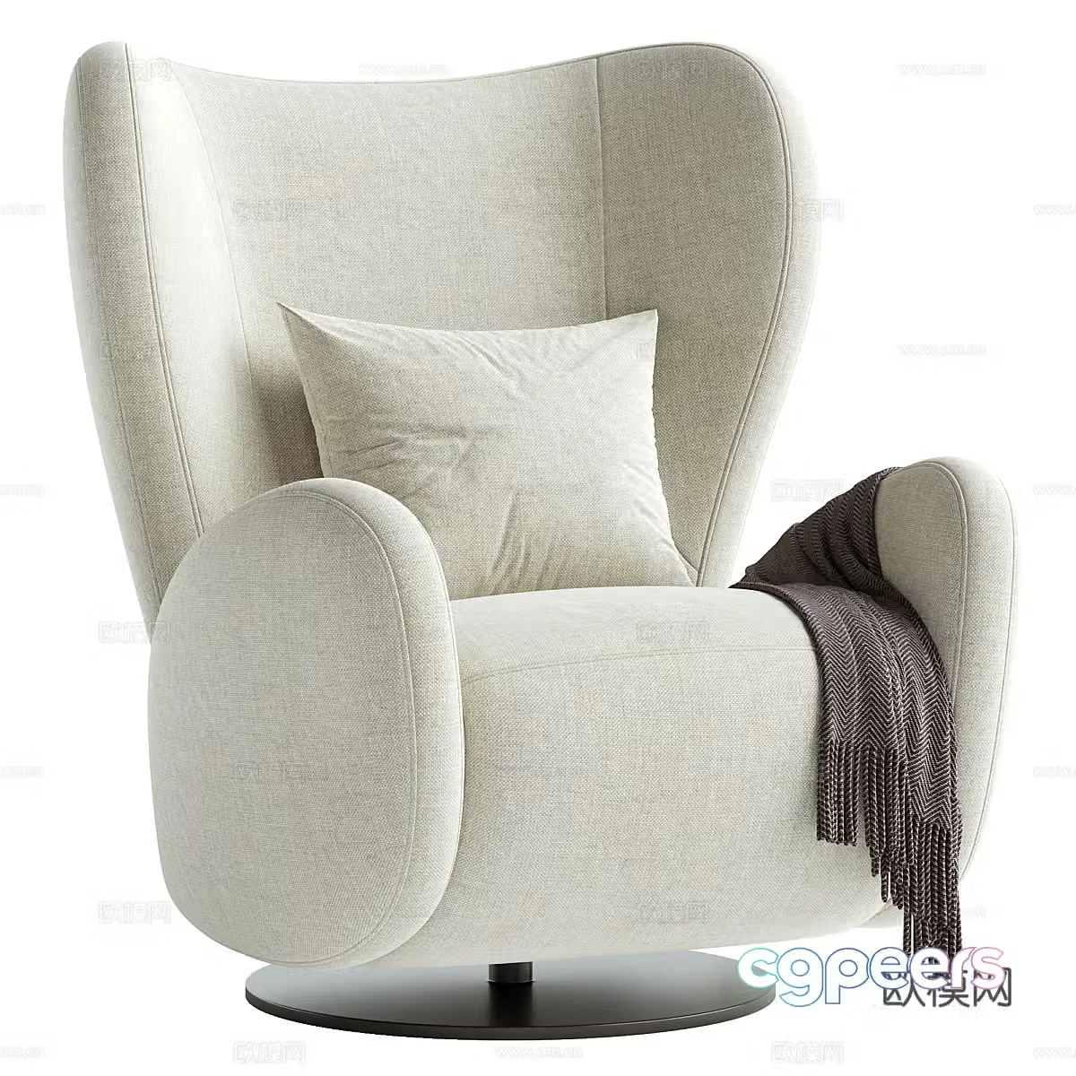 Modern Italian fabric armchair high back chair 3d model