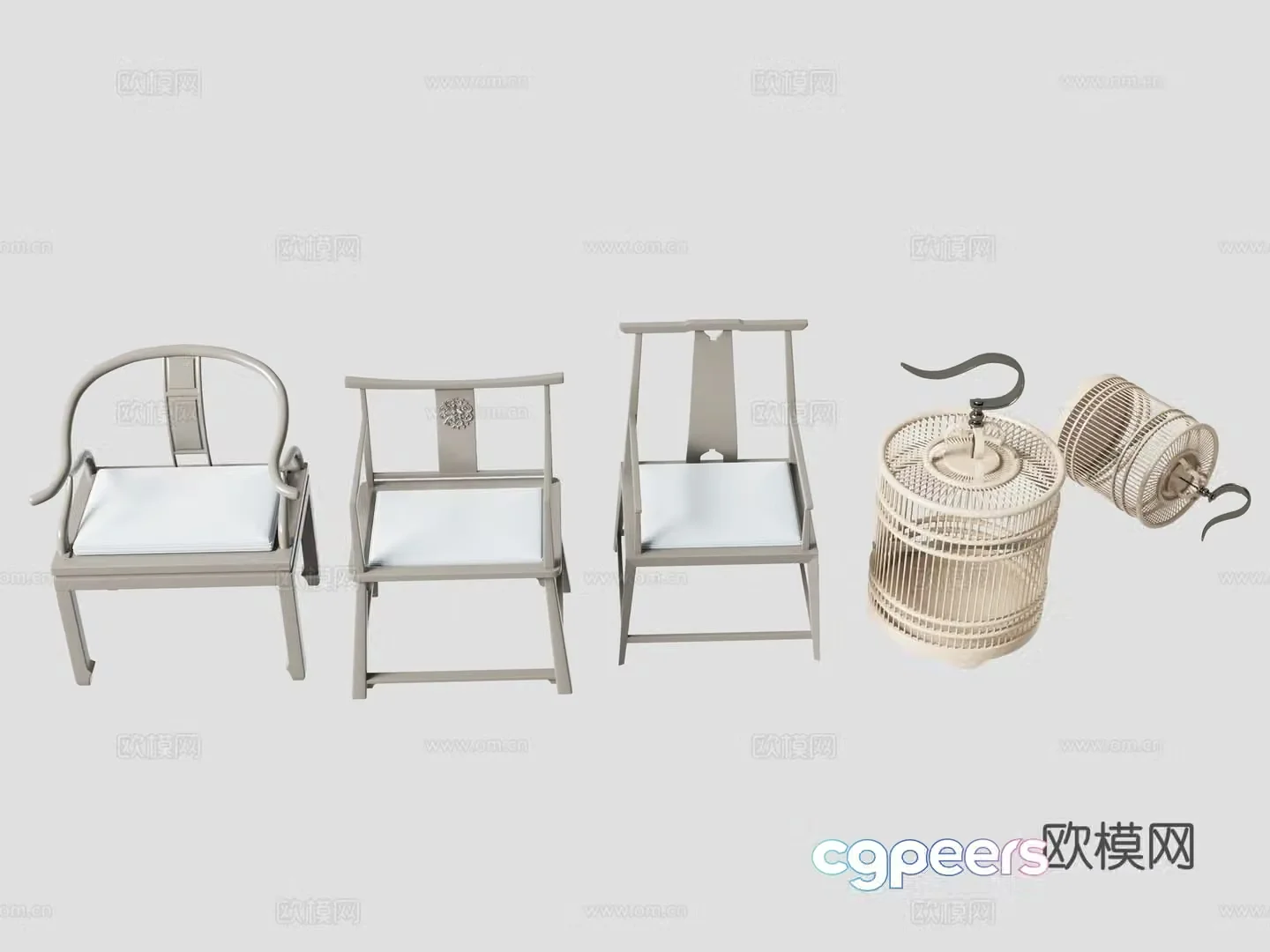 Bird cage New Chinese style chair Single chair 3d model