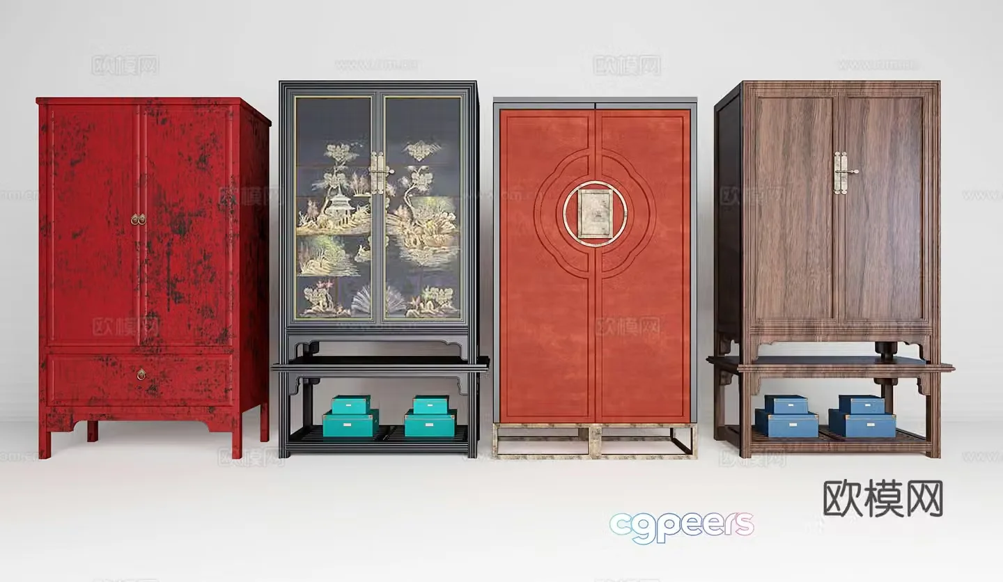 Chinese high cabinet combination 3D model