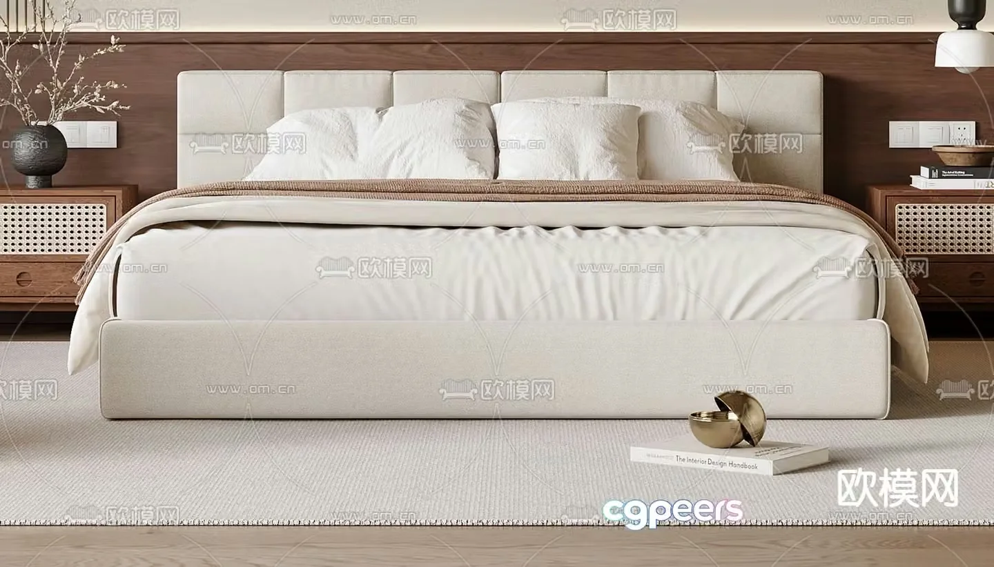 Medieval style double bed 3d model