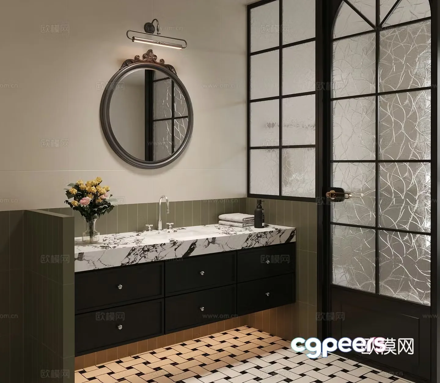 French bathroom cabinet toilet 3d model