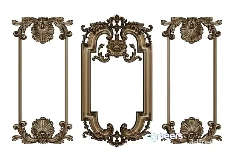 Gold Ornate Frames 3D Model – 21171 – VRAY Render