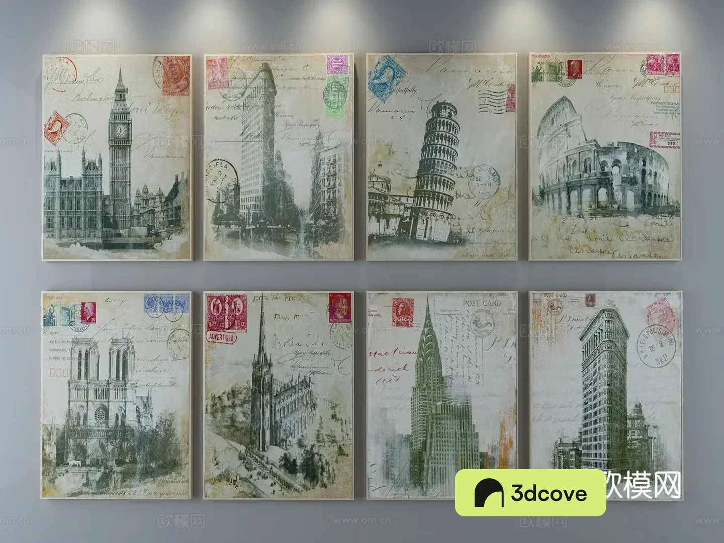 American architectural painting stamp decorative painting