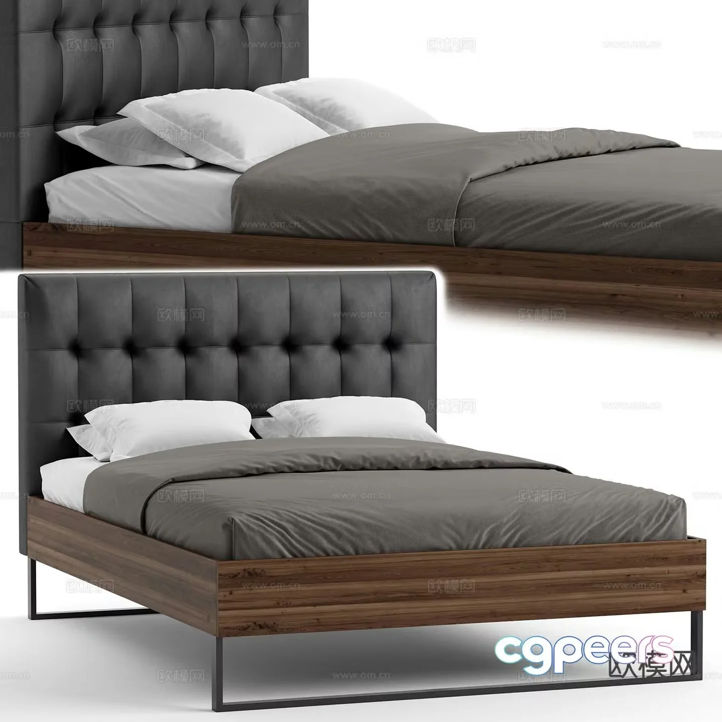 Modern double bed 3d model
