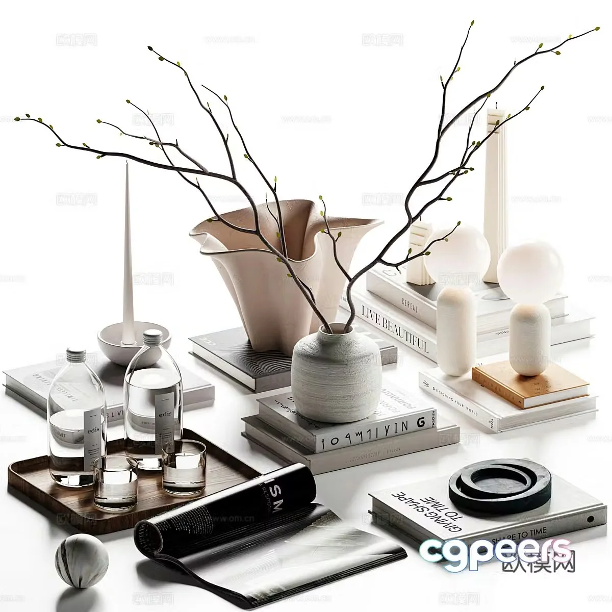 Modern light luxury jewelry ornament combination 3D model