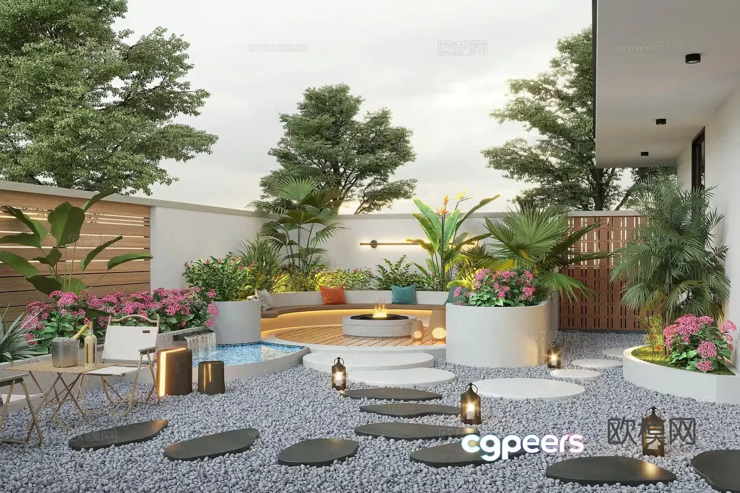 Modern courtyard landscape Villa courtyard Garden water view Landscape Landscape Landscape Sketch 3D Model