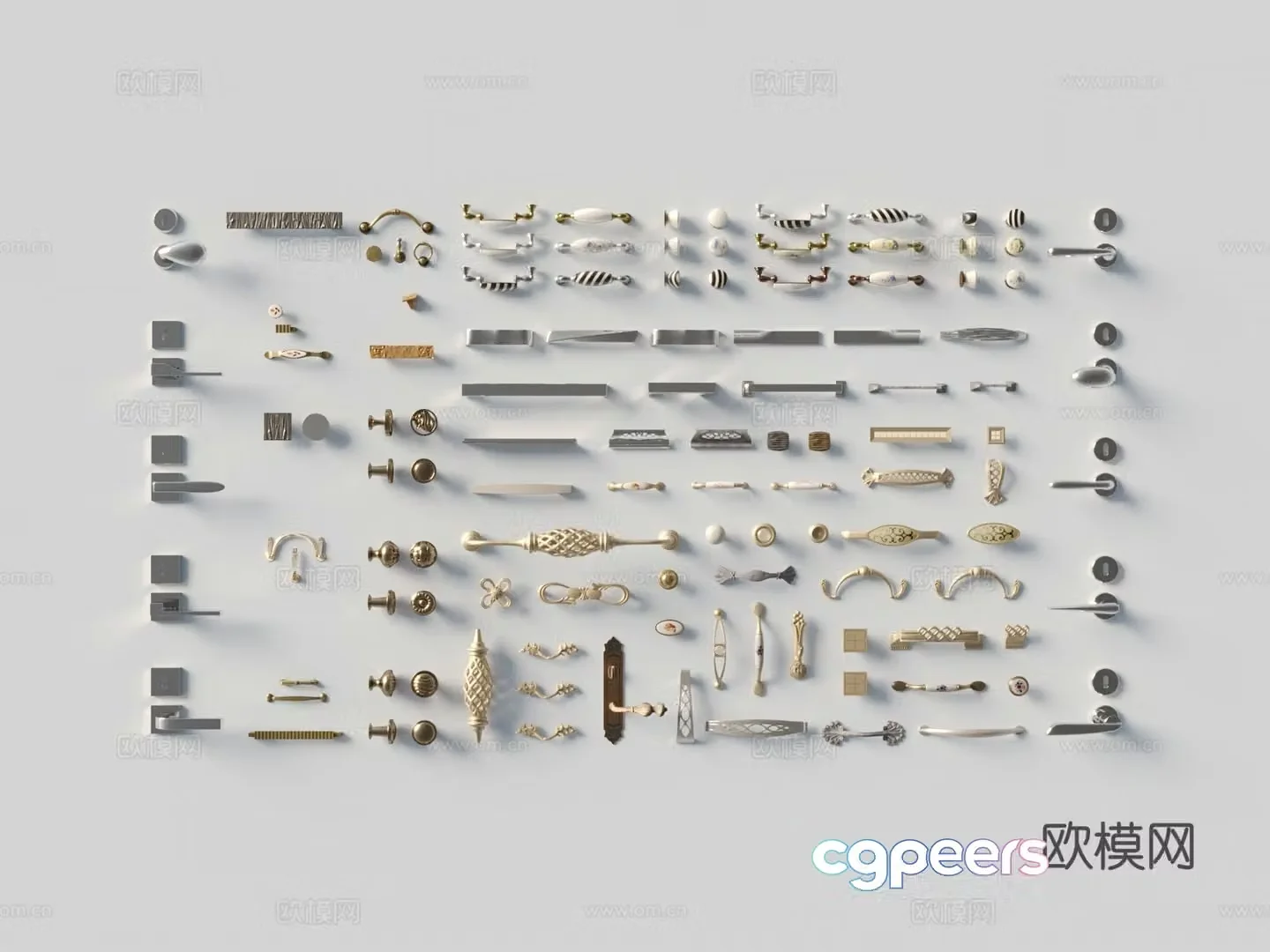 Simple European door handle 3D model