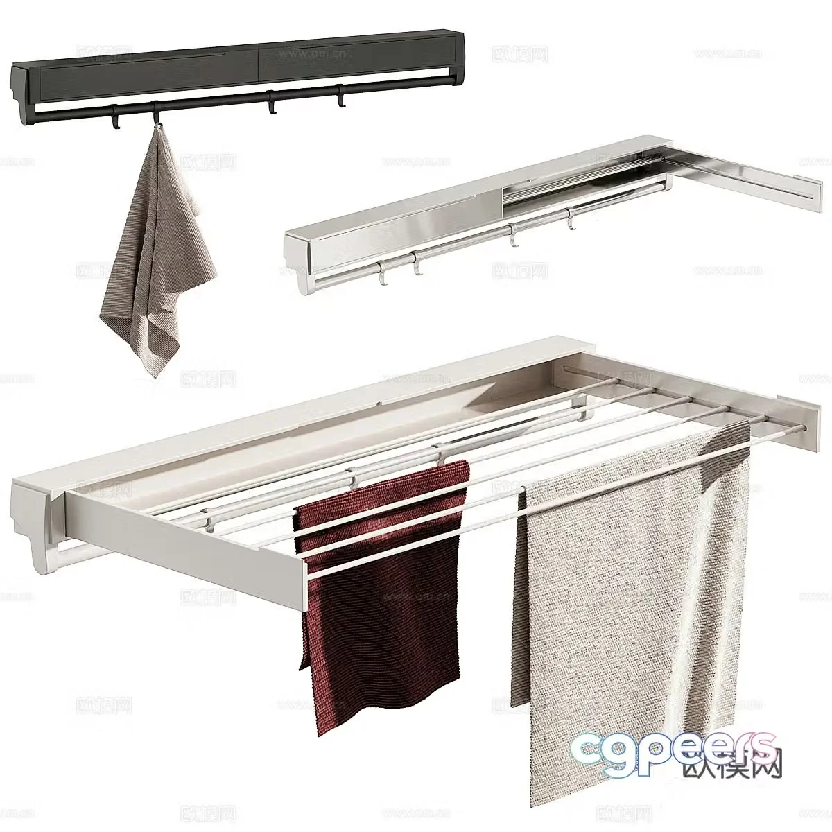 Towel rack electric towel rack folding towel rack bathroom small items towels simple towel rack 3D model