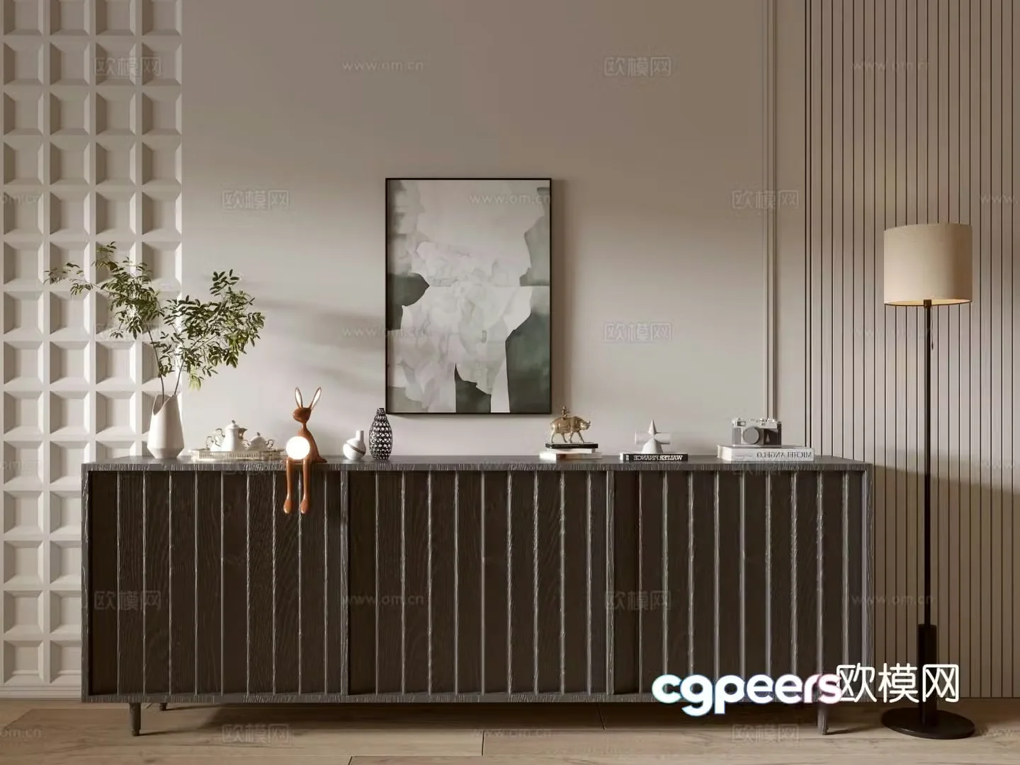 Modern black entryway cabinet 3d model