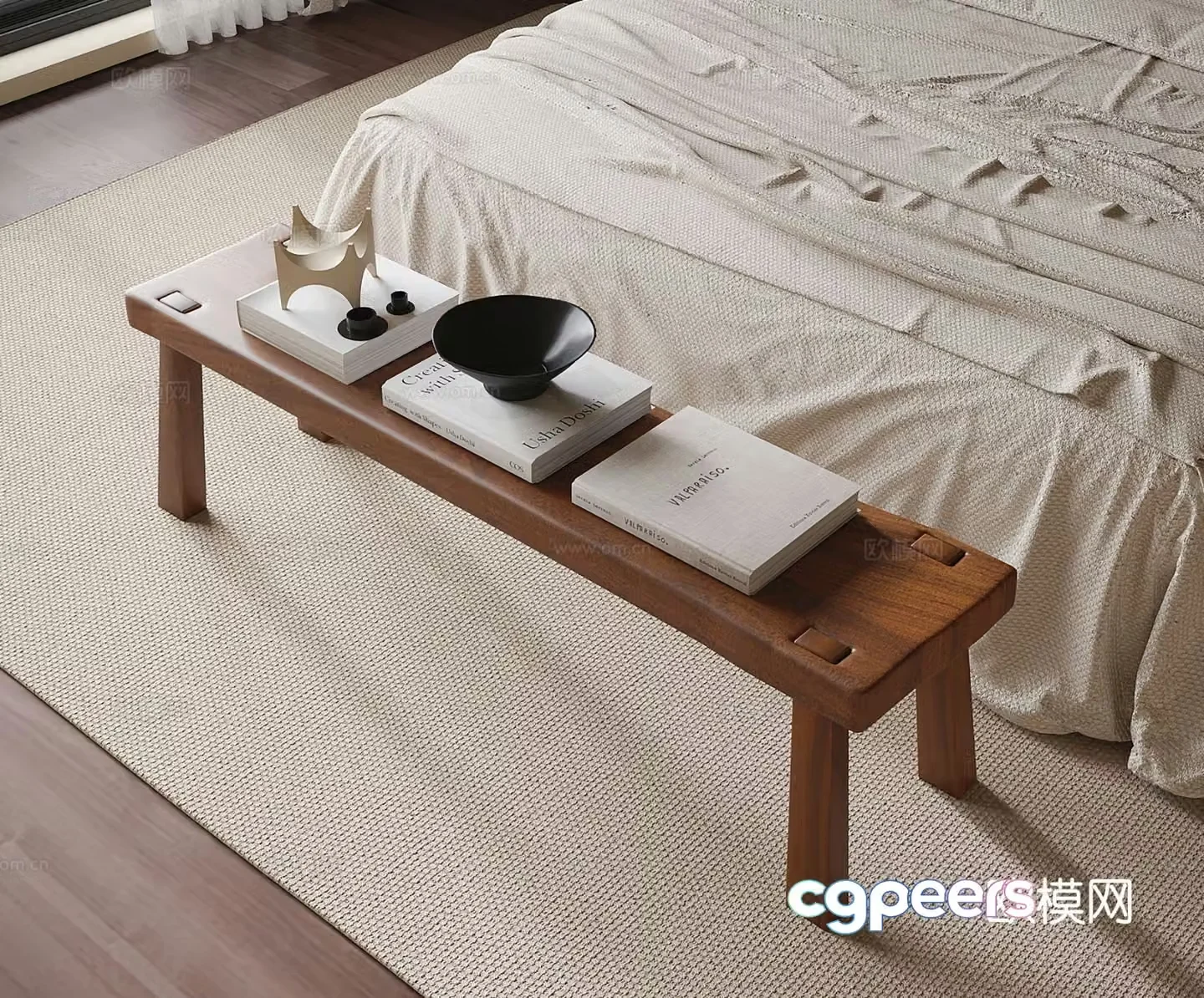wabi-sabi stool bedside stool bench 3d model
