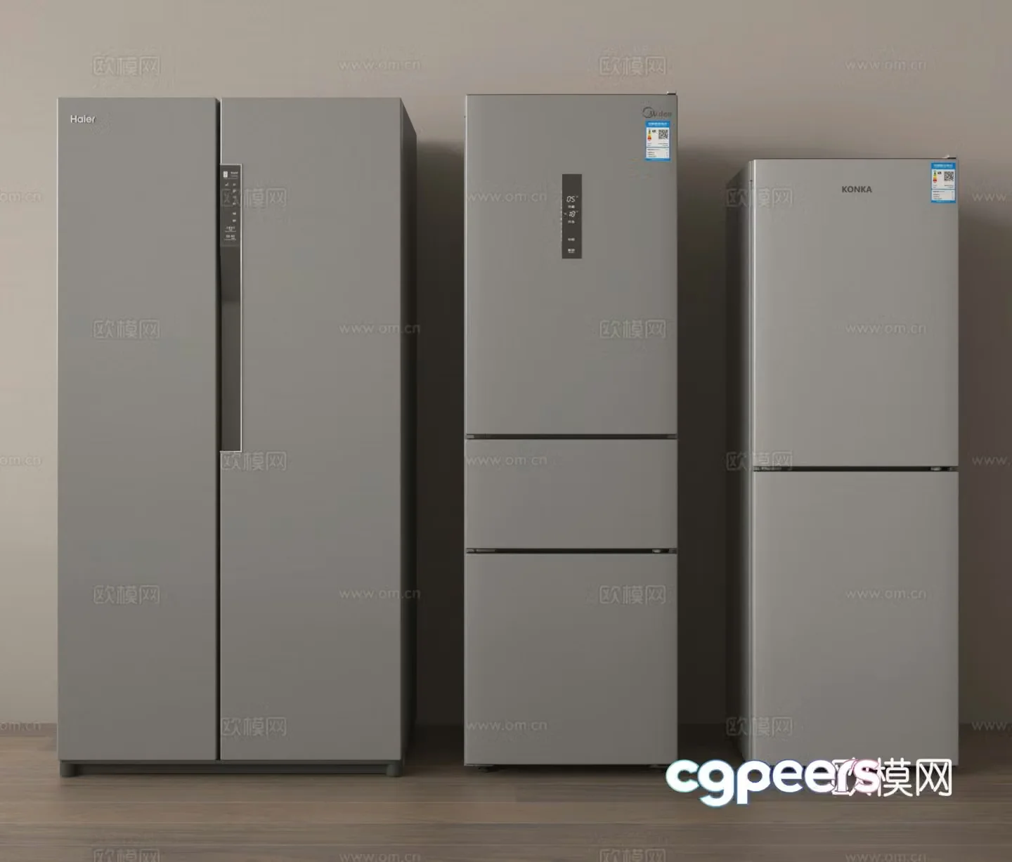 Double door refrigerator Single door refrigerator 3D model