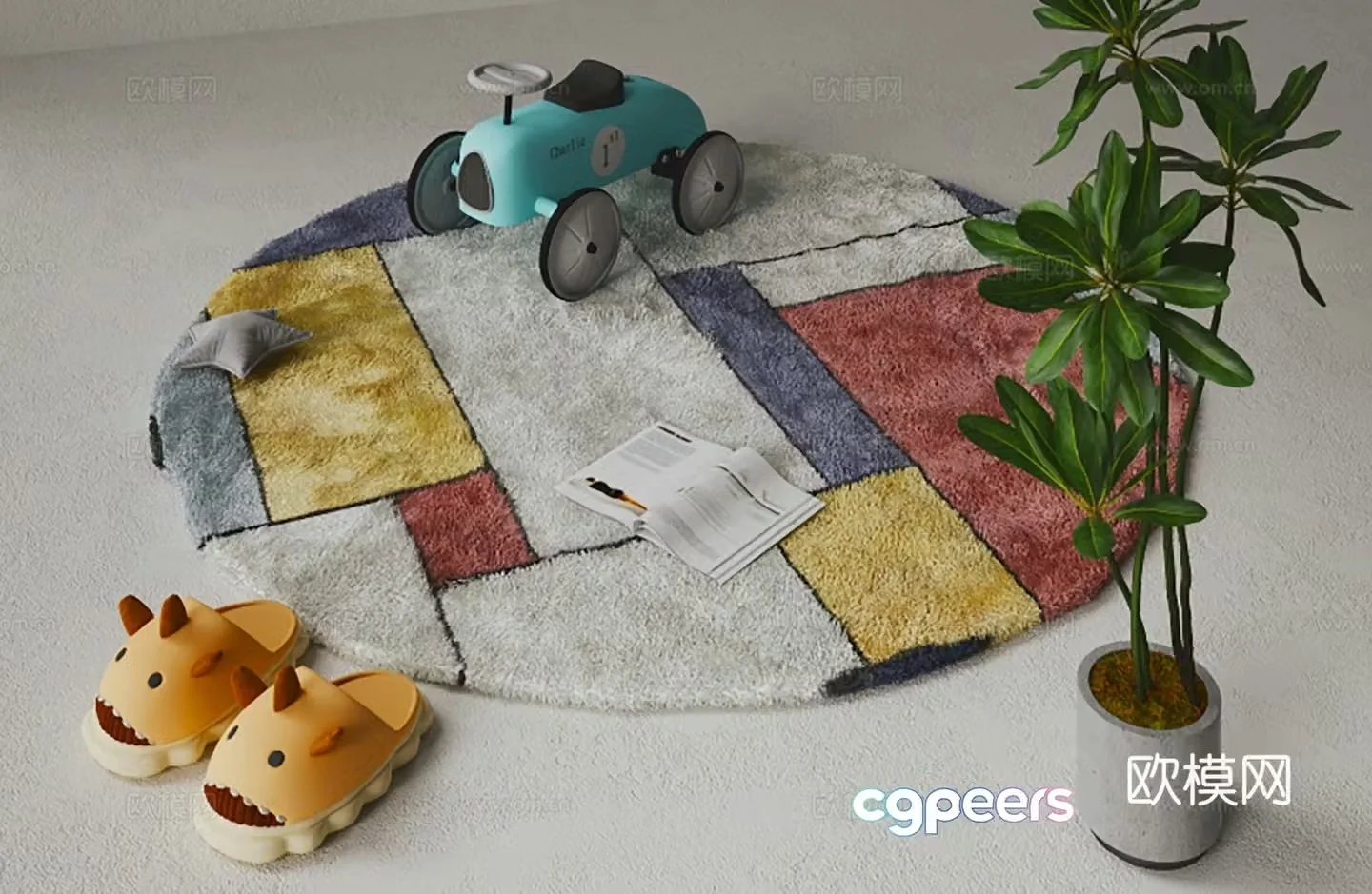 Modern round rug children’s rug 3d model