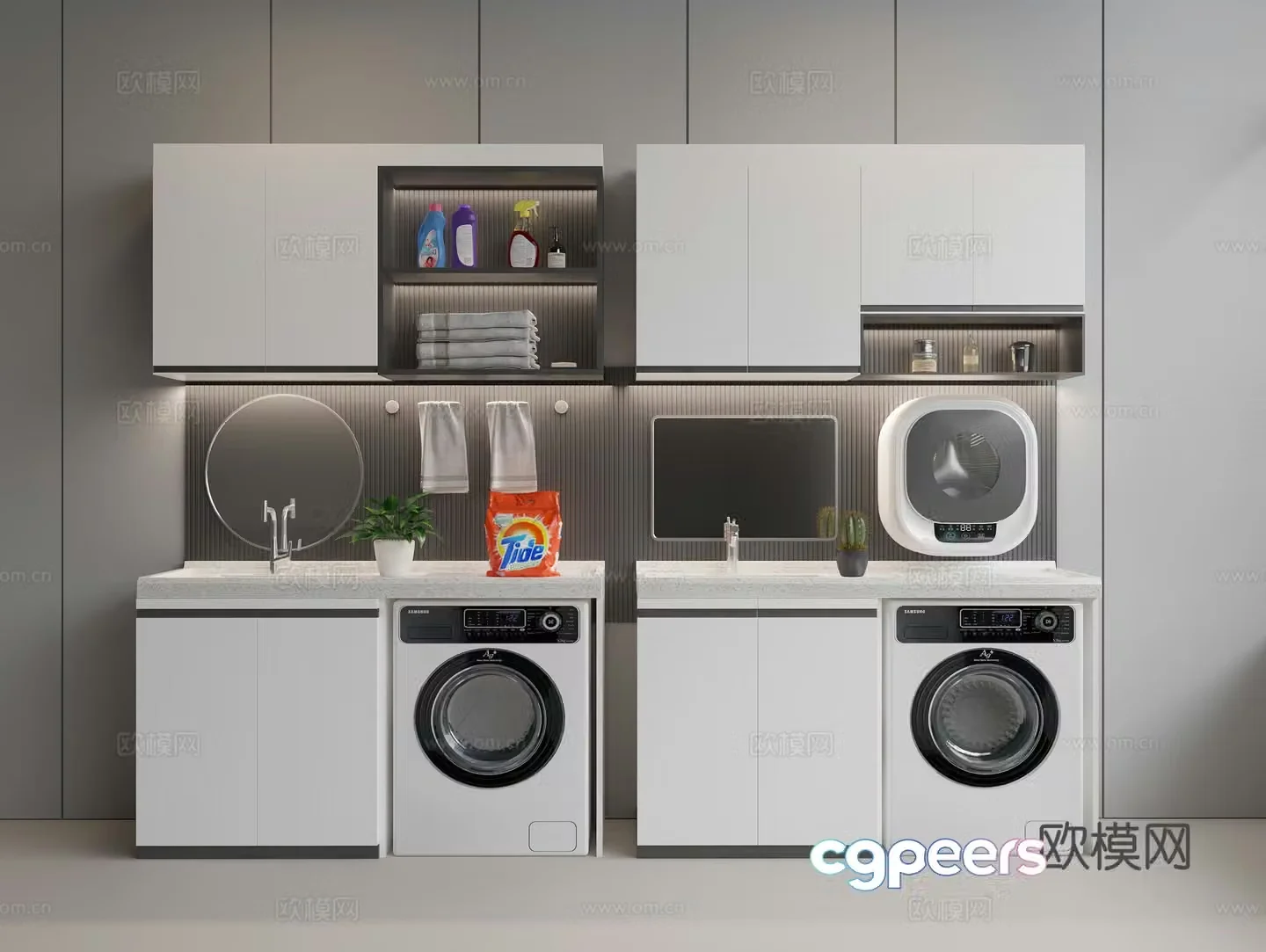 Washing machine combination cabinet bathroom cabinet integrated cabinet mini washing machine washing and drying machine washing and care products 3D model