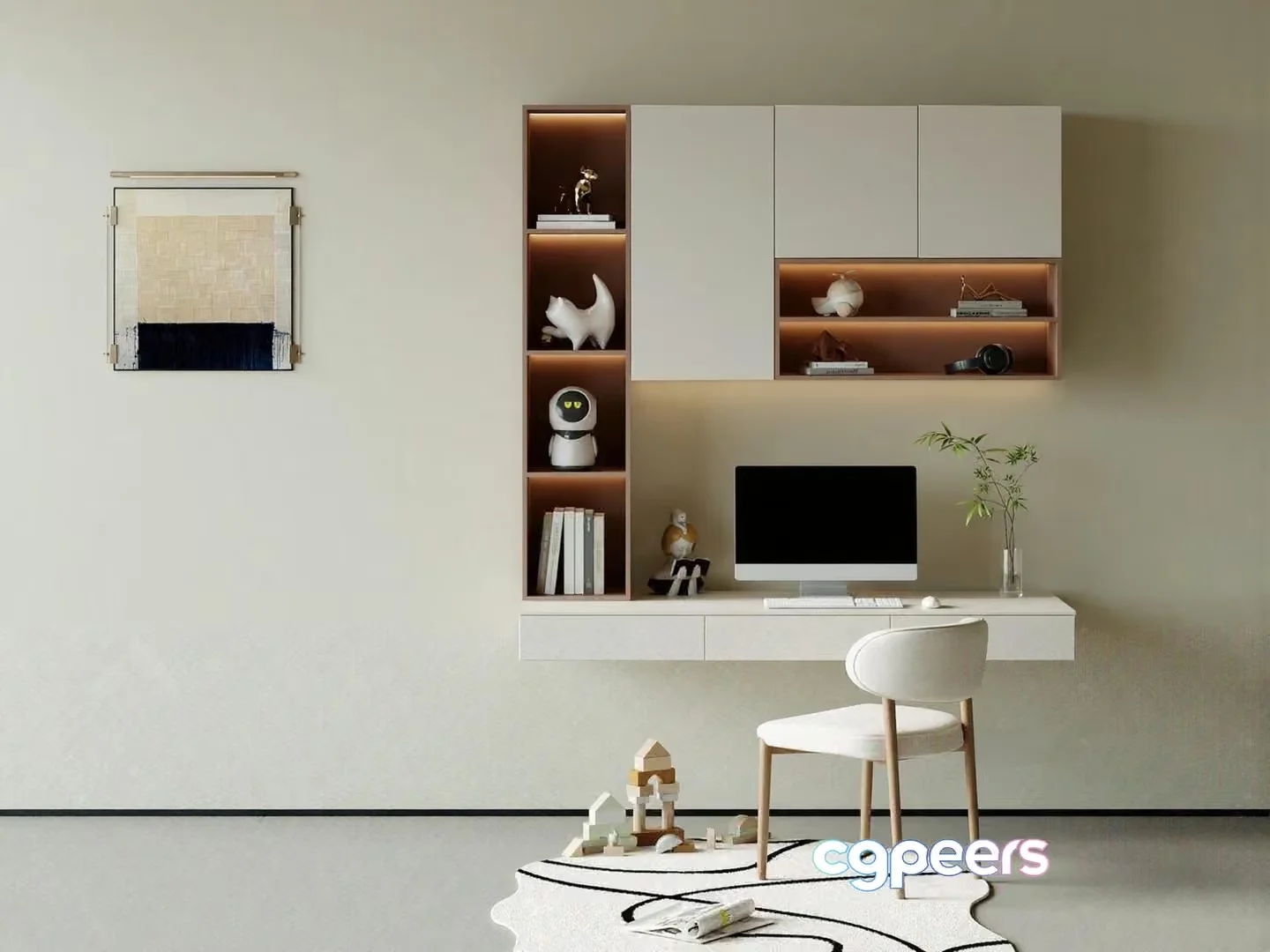Minimalist Office Space 3D Model – 9865 – VRAY Render