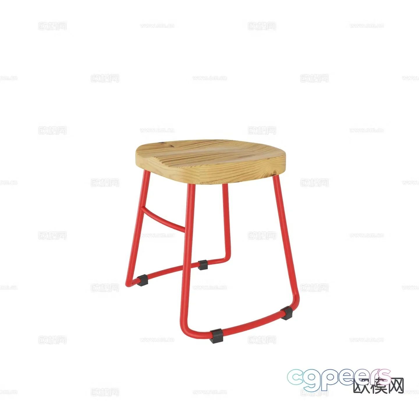 Log style small stool 3d model