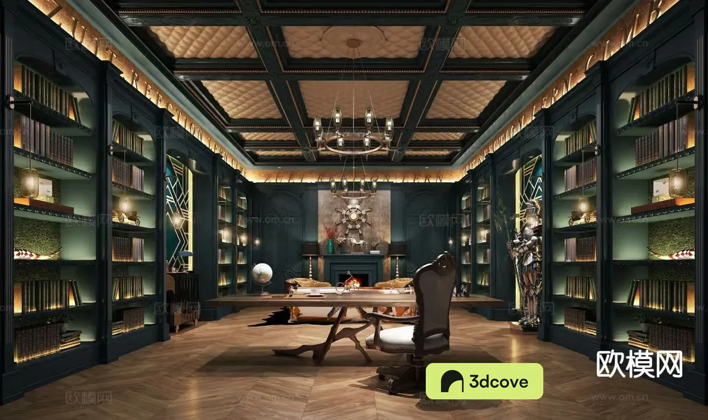 European classical study villa study