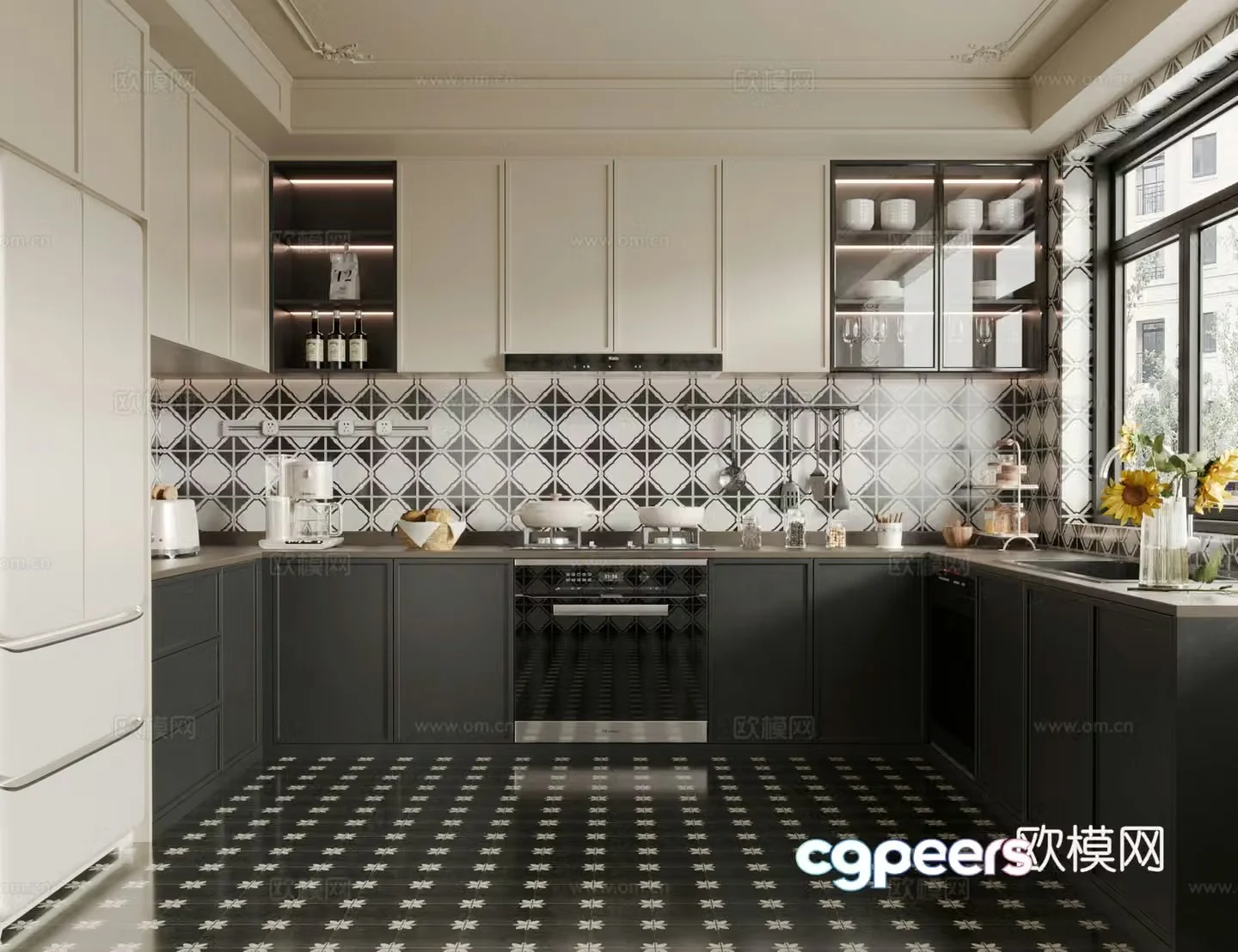 French medieval style kitchen 3d model