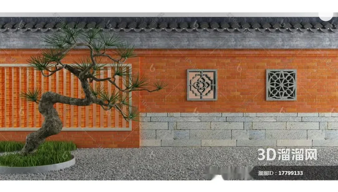 A 3D Rendering Of An Orange Brick Wall 3D Model – 4915 – VRAY Render