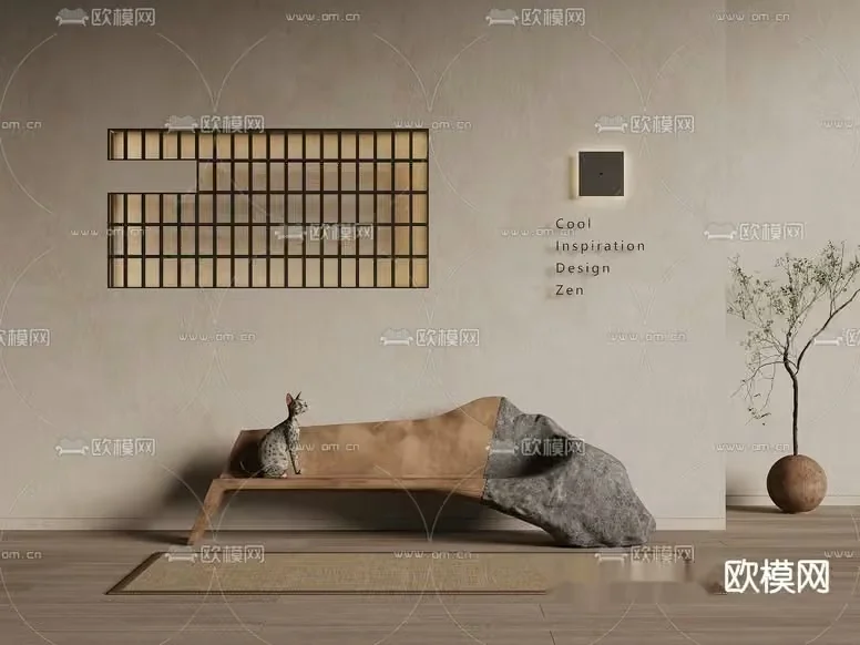 Modern Zen-Inspired Living Room 3D Model – 17317 – VRAY Render