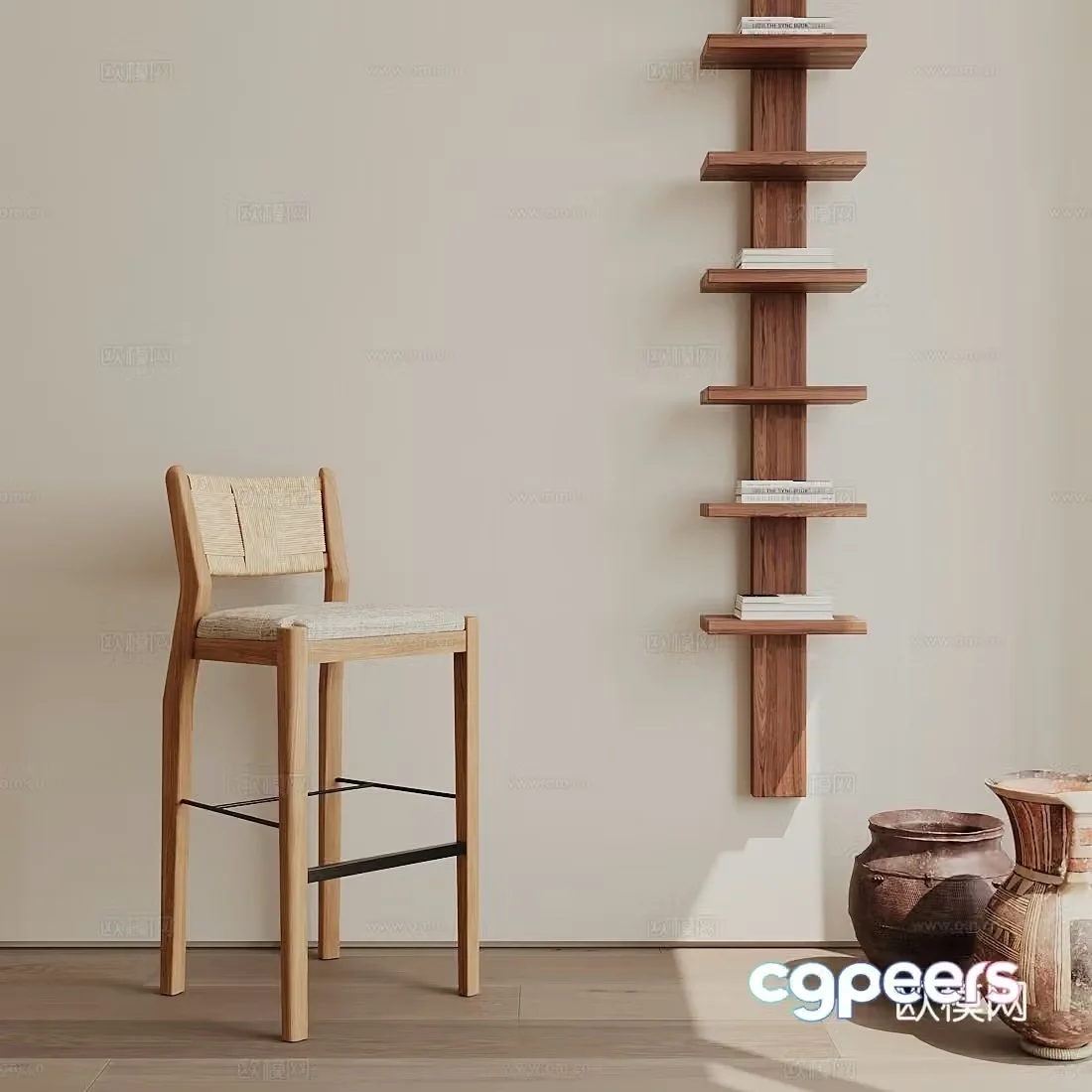 Modern medieval bar chair combination 3D model
