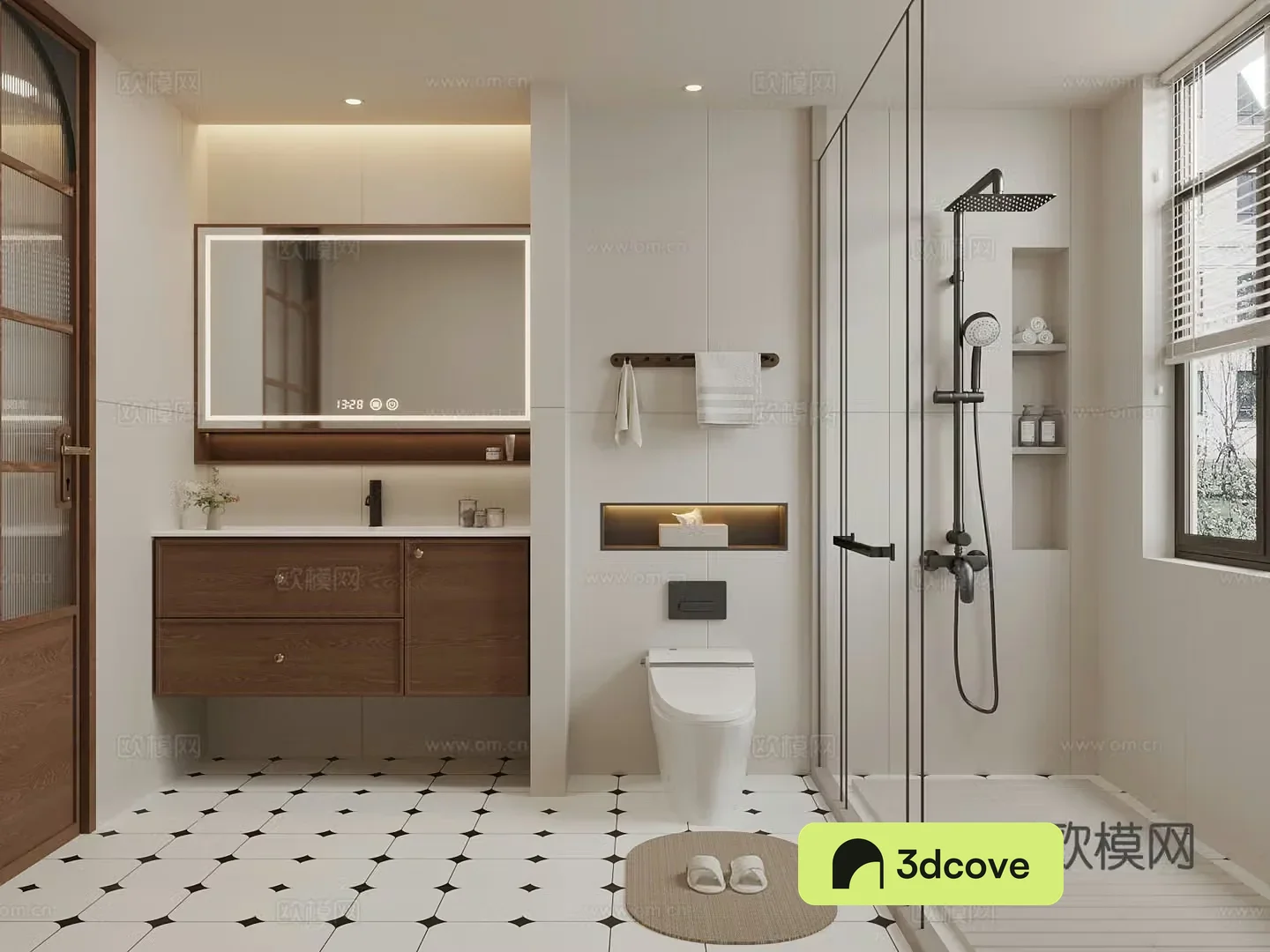 New Chinese style bathroom cabinet toilet shower