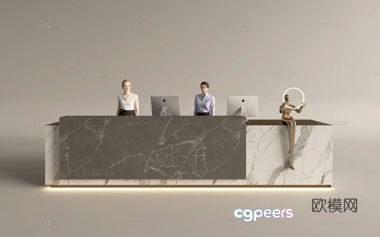 Modern company front desk reception area bar reception desk service desk 3d model