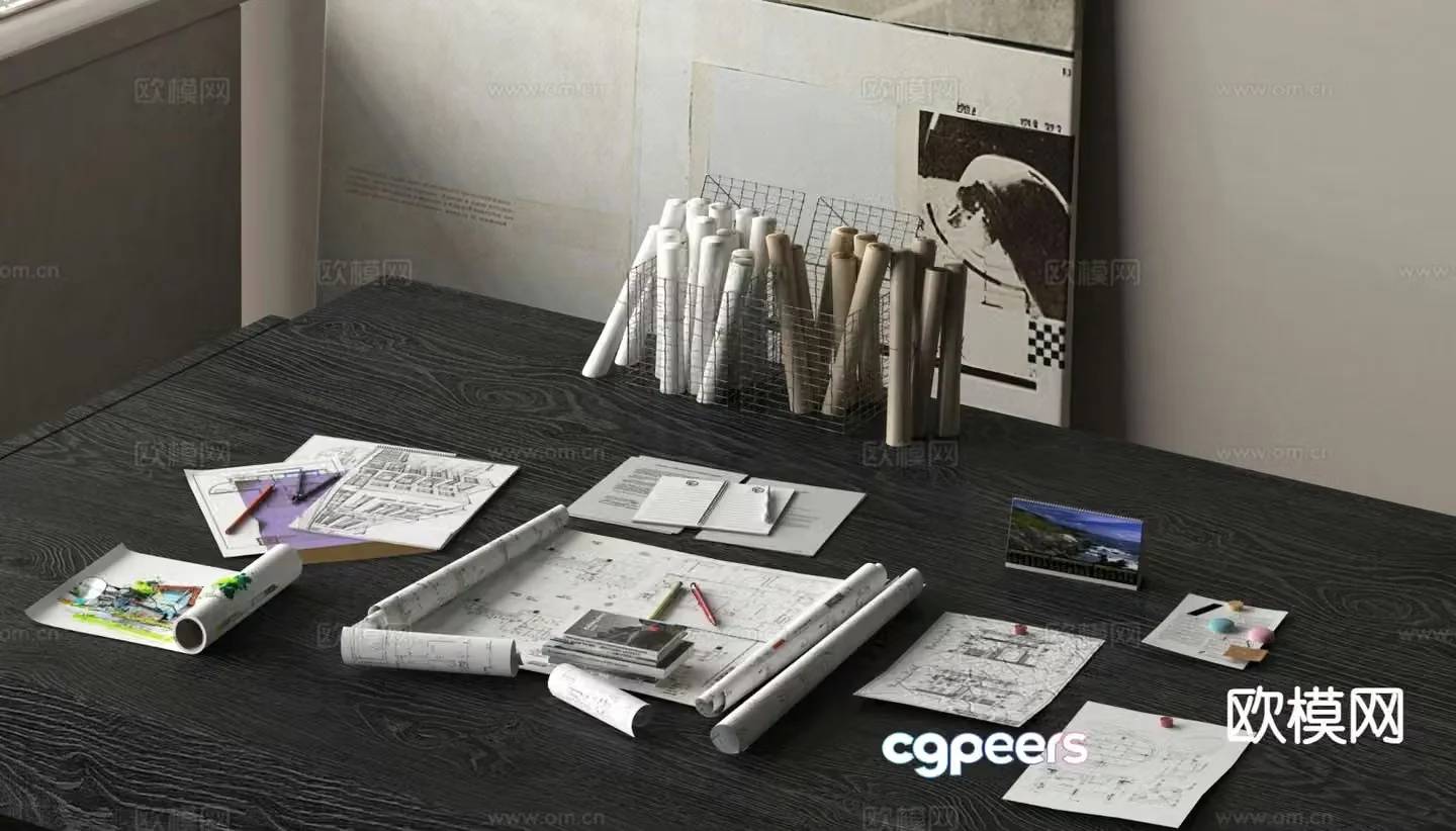 Office Supplies Office Utensils Paper Pen 3d Model