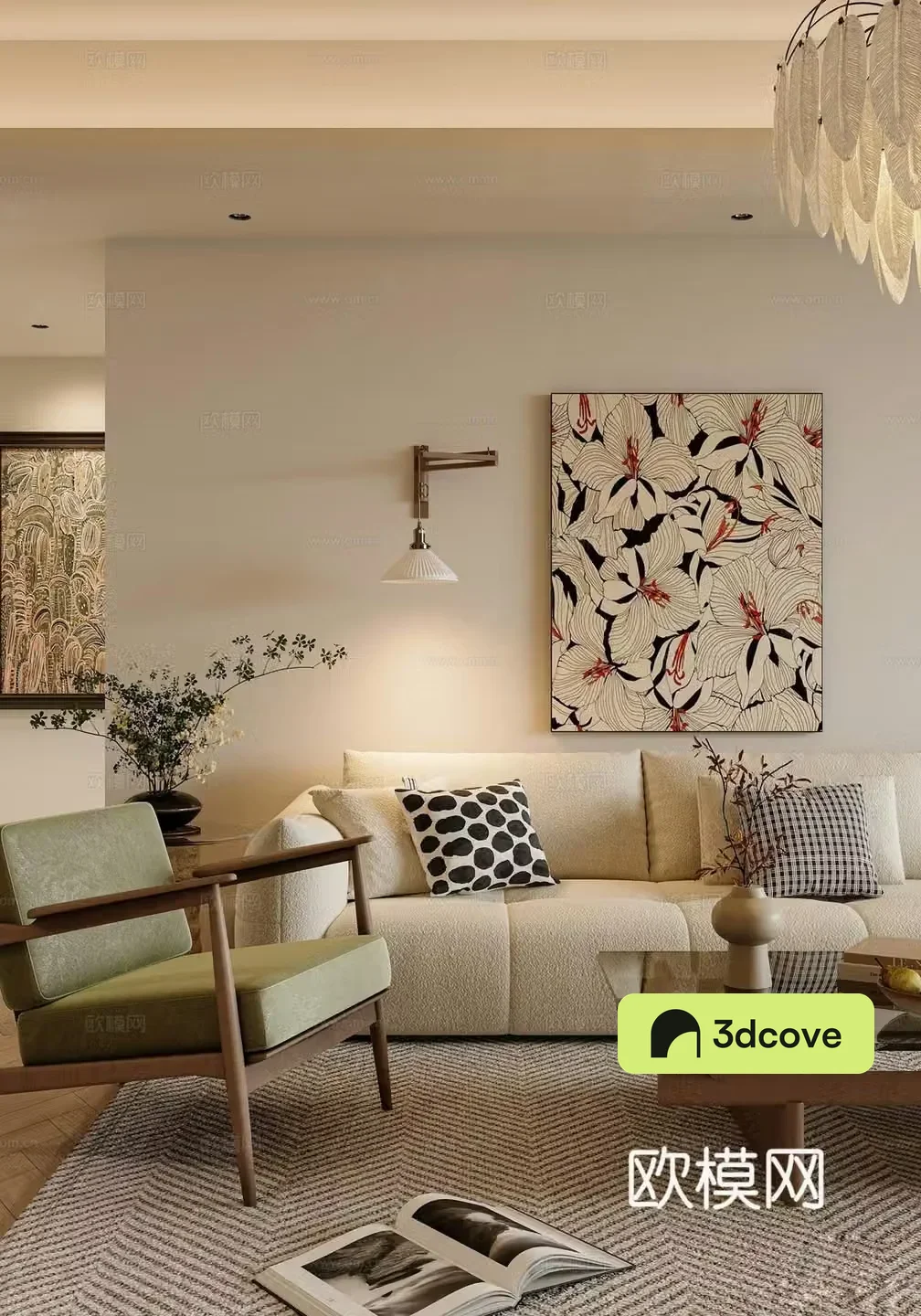 Medium cream home living room