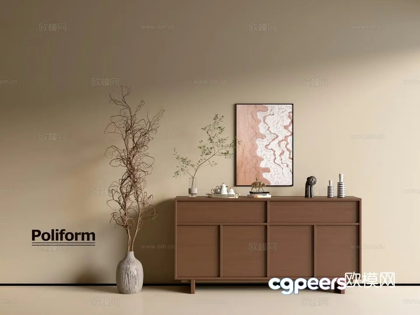 Wasabi Wood Grain Cabinet Ins Wind Minimalist Wind Cabinet Overall Cabinet Side Cabinet Balcony Cabinet Storage 3D Model