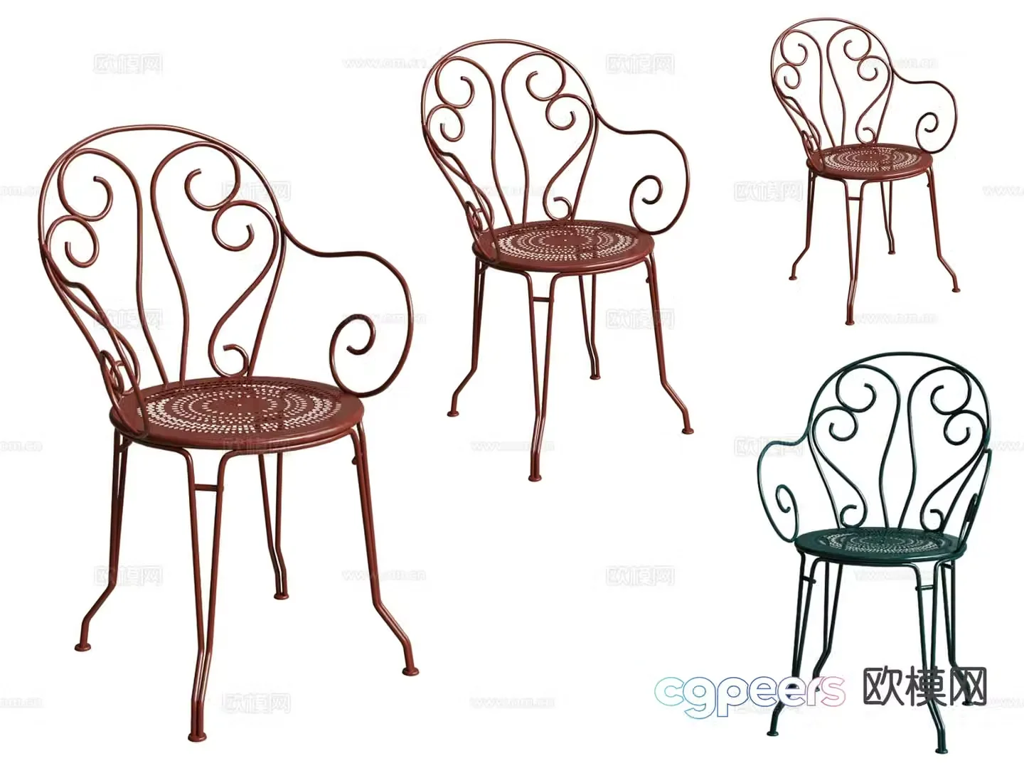 Iron chair outdoor chair leisure chair arm chair artistic iron chair leisure chair 3d model