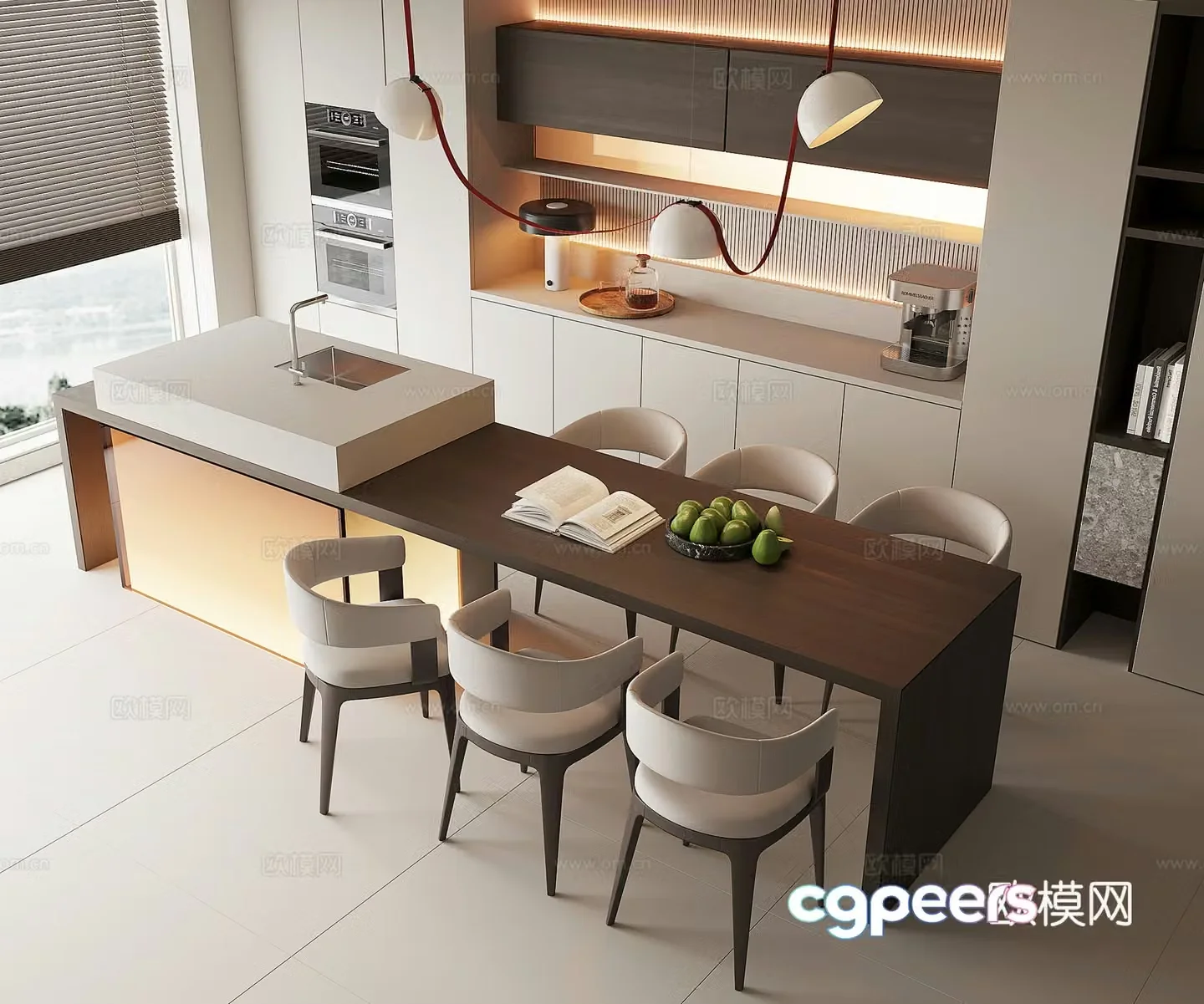 Modern water bar middle island 3D model